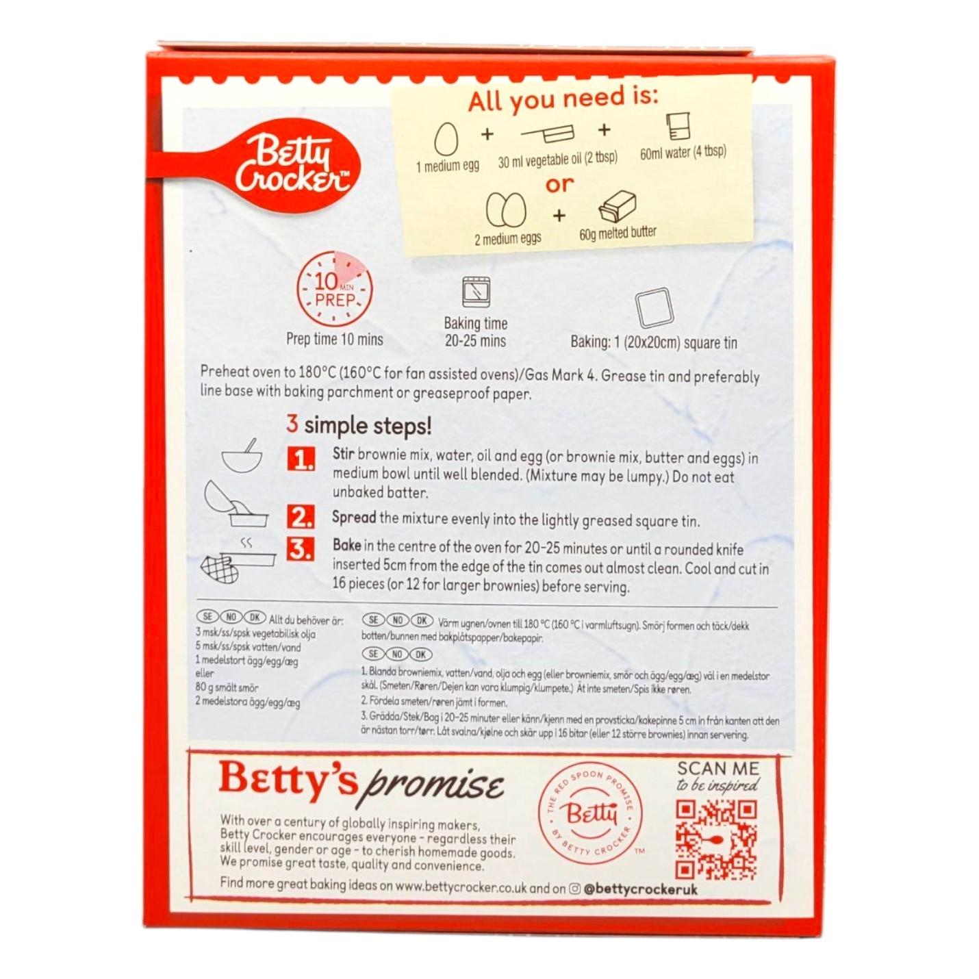 Betty Crocker Triple Chocolate Chunk Brownie Mix 400g cooking instructions