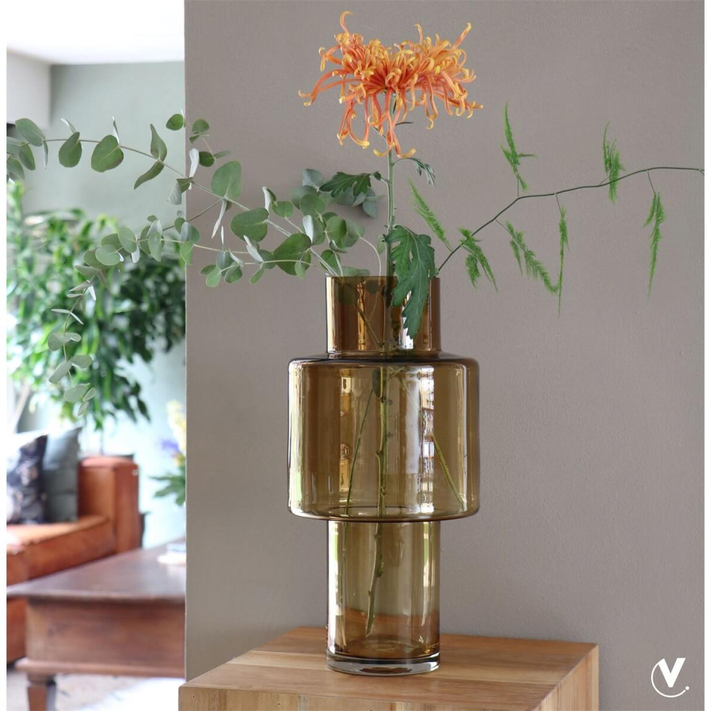 Glazen Vaas – Cognackleurig – 40 cm Hoog; Afbeelding: 2