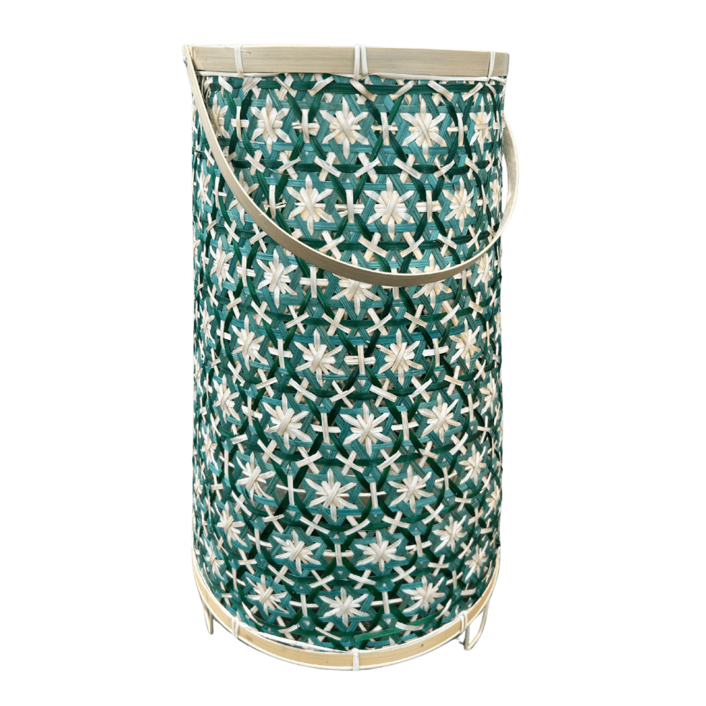 Bamboe Lantaarn  groen – (XL)– Inclusief Glazen windlicht