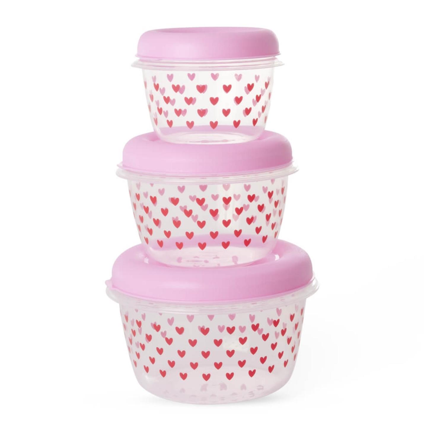 Set van 3 Hartjes bewaarbakjes – BPA-vrij Kunststof - Rice