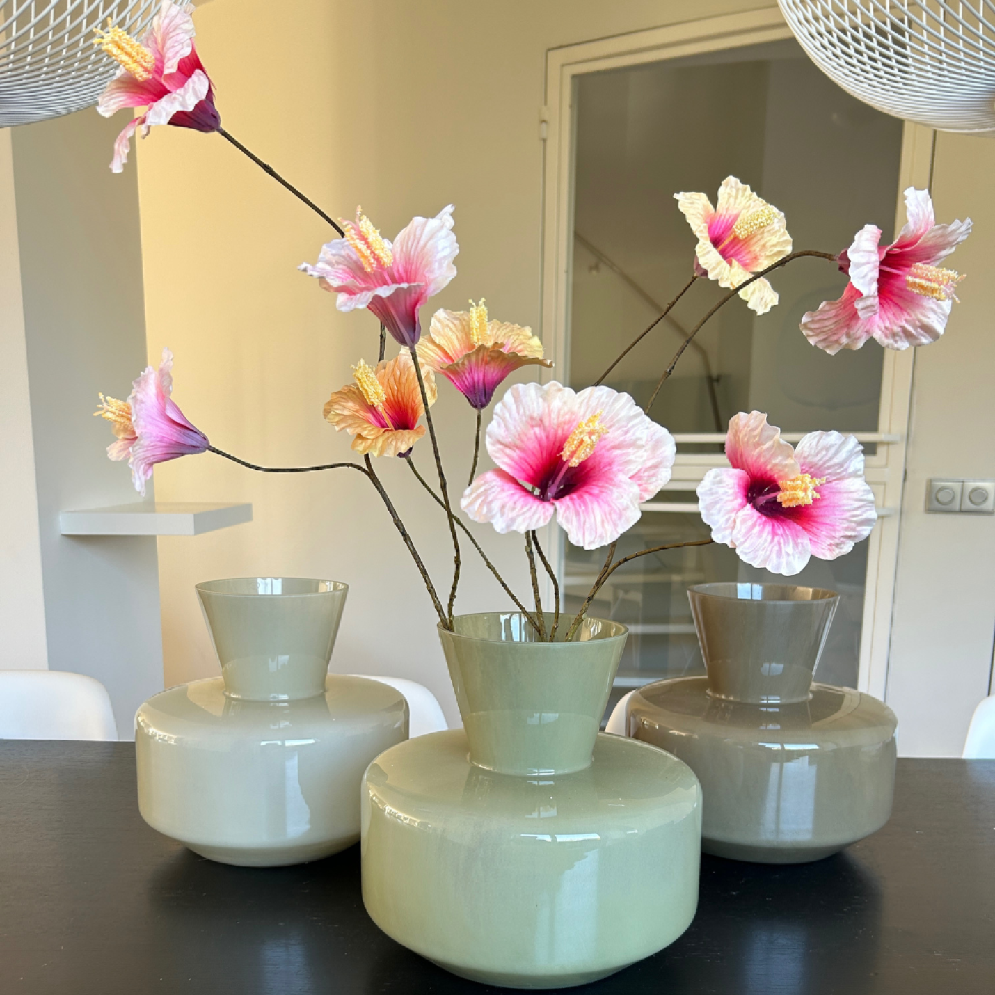 Kunst Hibiscus Bloementak – 85 cm - pastel; Afbeelding: 2