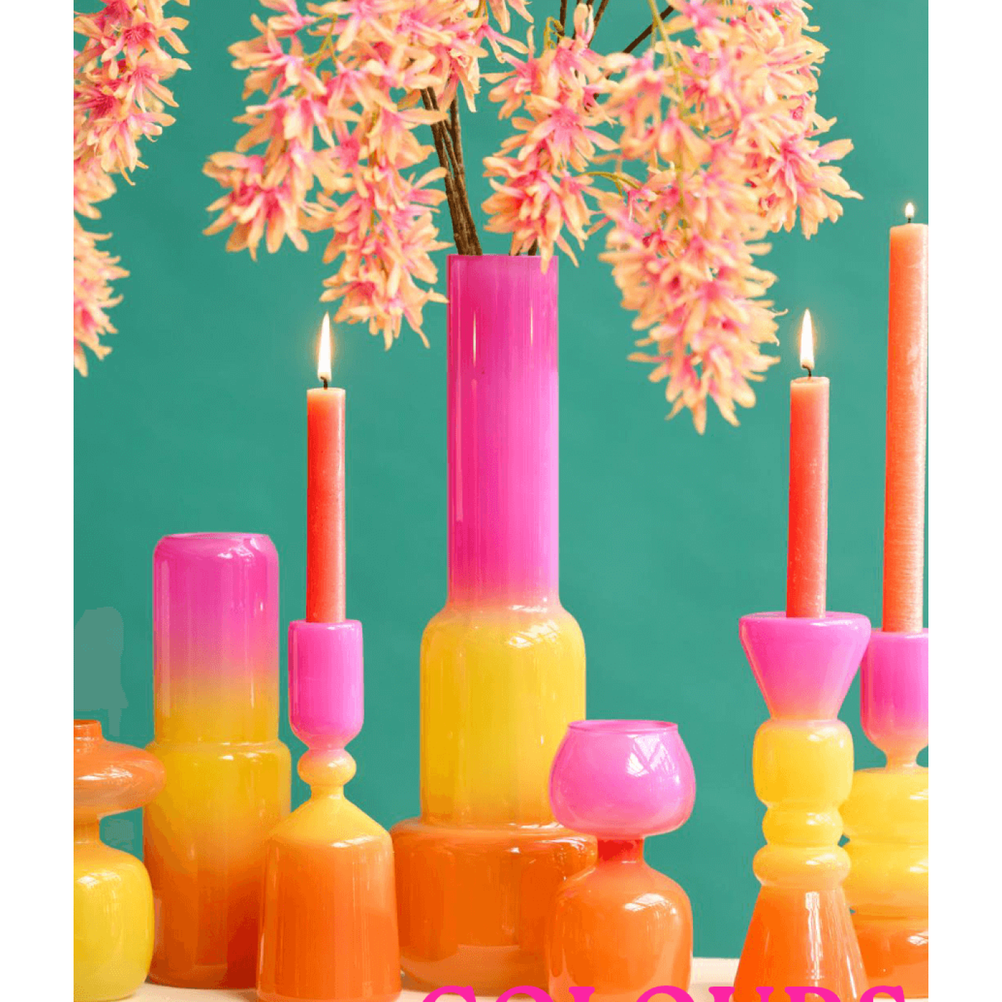 Glazen vaasjes - Roze & Oranje & Geel - 3; Afbeelding: 2