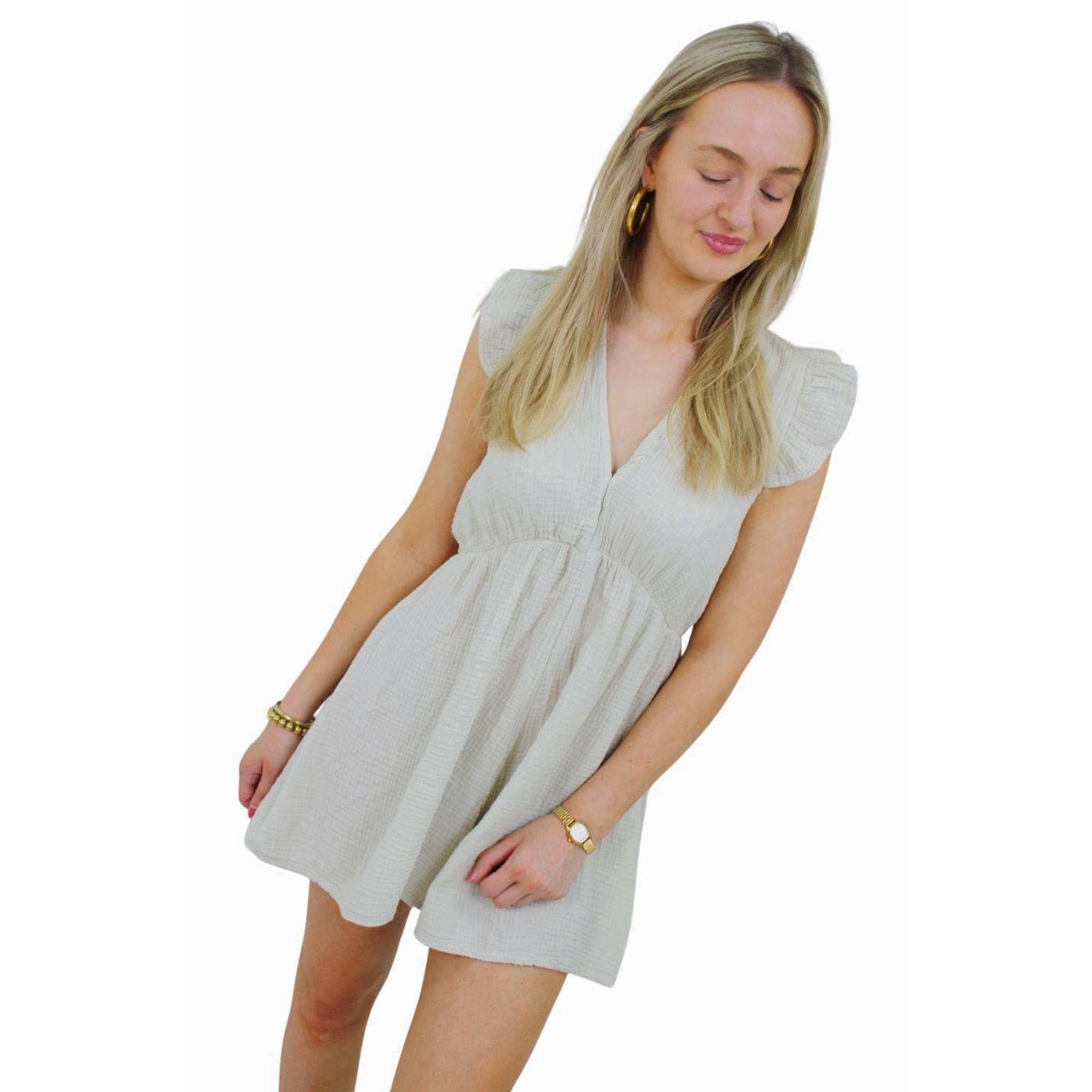 COTTON PLAYSUIT | BASIC BEIGE; Afbeelding: 3