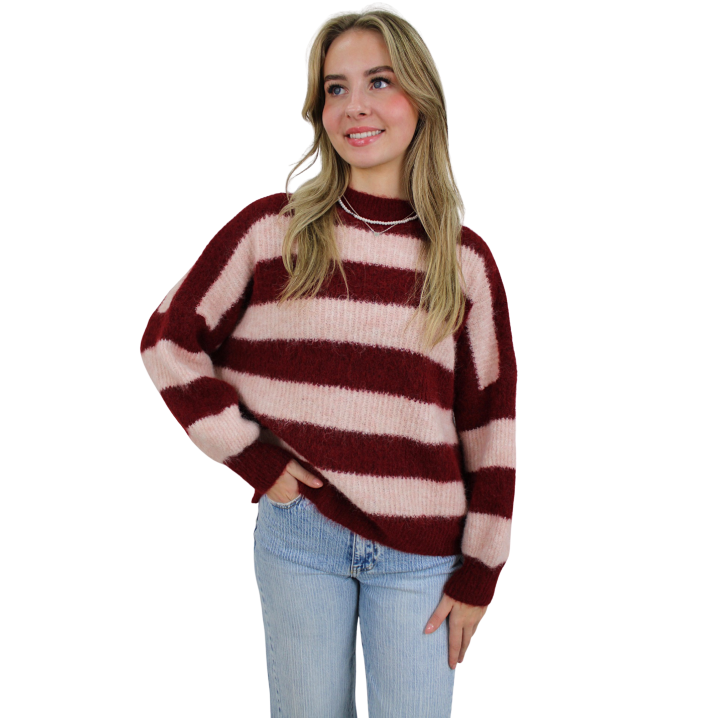 KADY SOFT STRIPED KNIT | RED/BABYPINK; Afbeelding: 4
