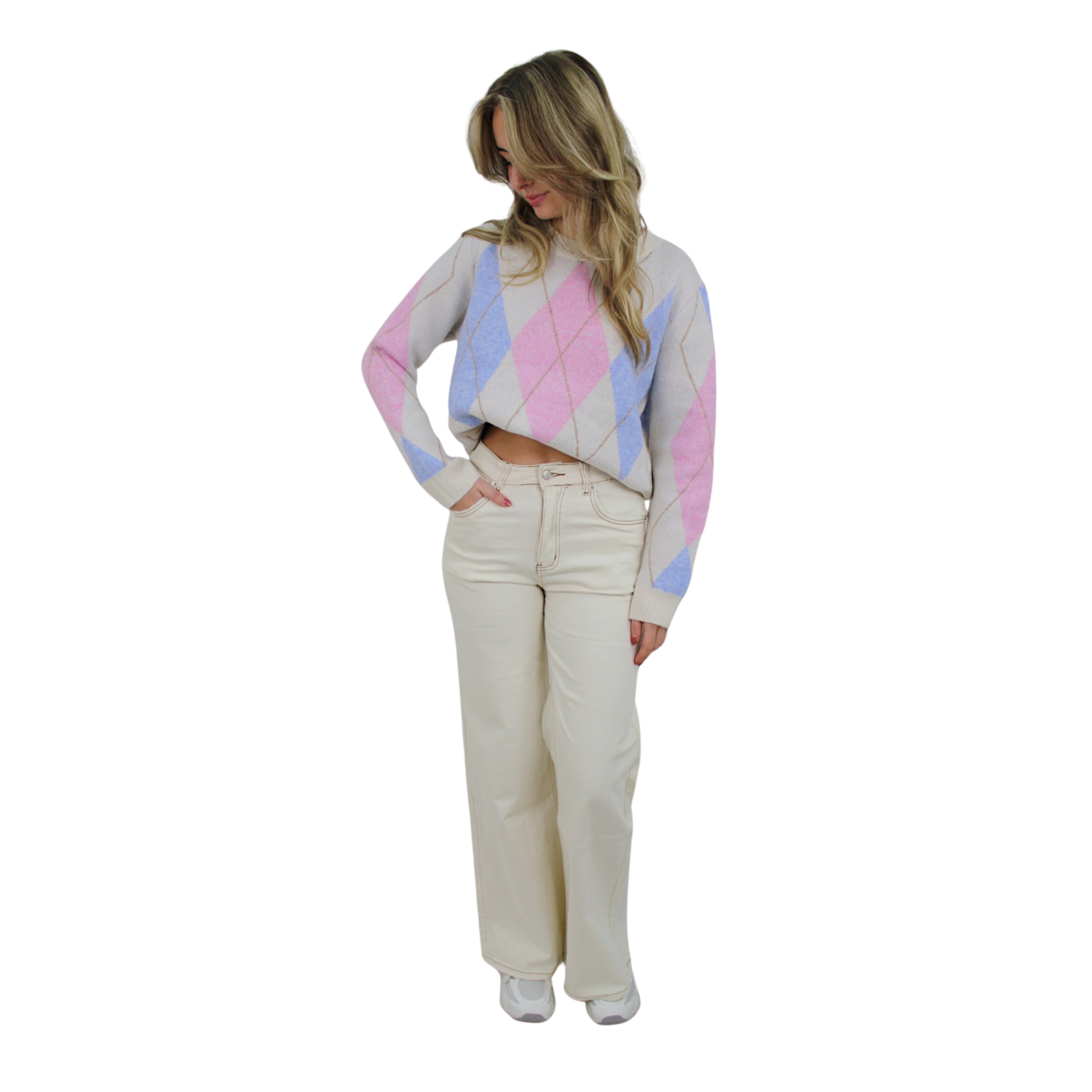 MABEL PRINTED KNIT | BABYPINK/BLUE; Afbeelding: 2