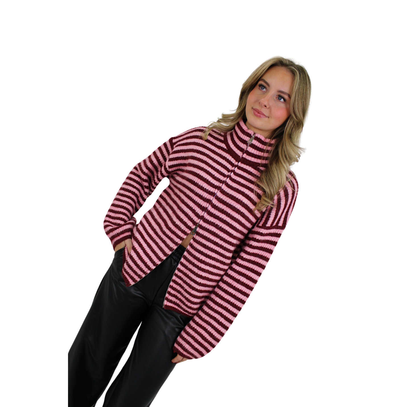 (PRE-ORDER VRIJ 16 JAN) LIV STRIPED ZIPPER | PINK/RED; Afbeelding: 2