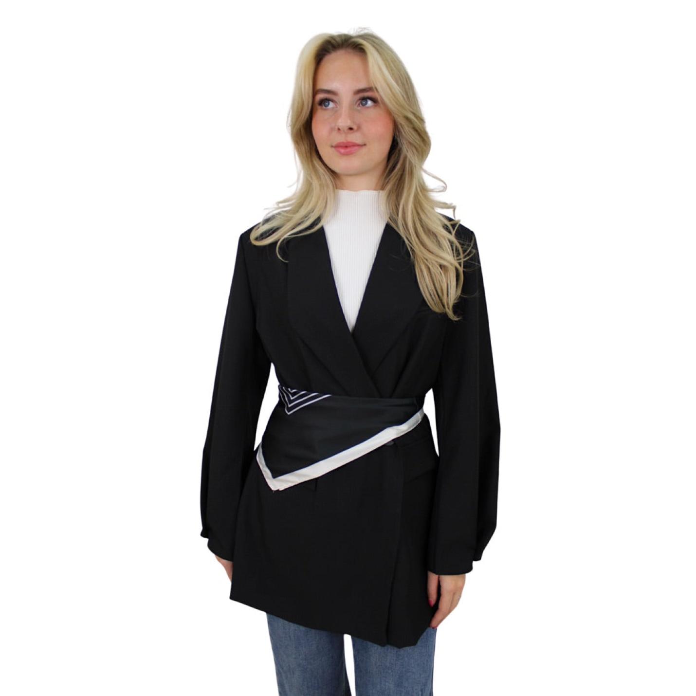 SATIN SCARF LINES | BLACK; Afbeelding: 2