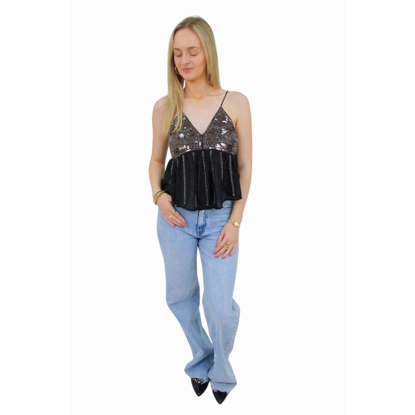 IBIZA GLITTER TOP | ZWART - S/M; Afbeelding: 2