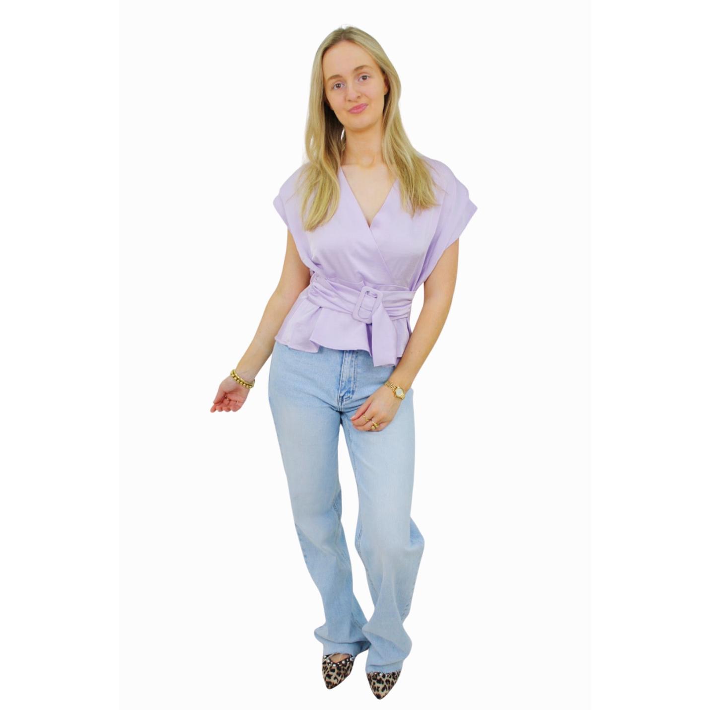 CAMILLE BELT BLOUSE | LAVENDER - S; Afbeelding: 3