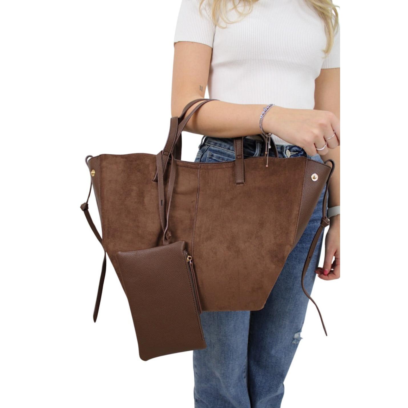 PHEBE SUEDE SHOPPER | BROWN