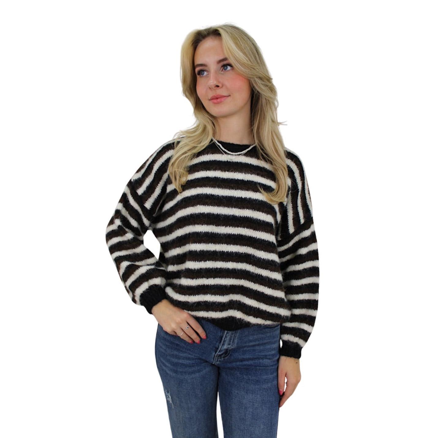 STRIPED COMFY KNIT | BLACK; Afbeelding: 3