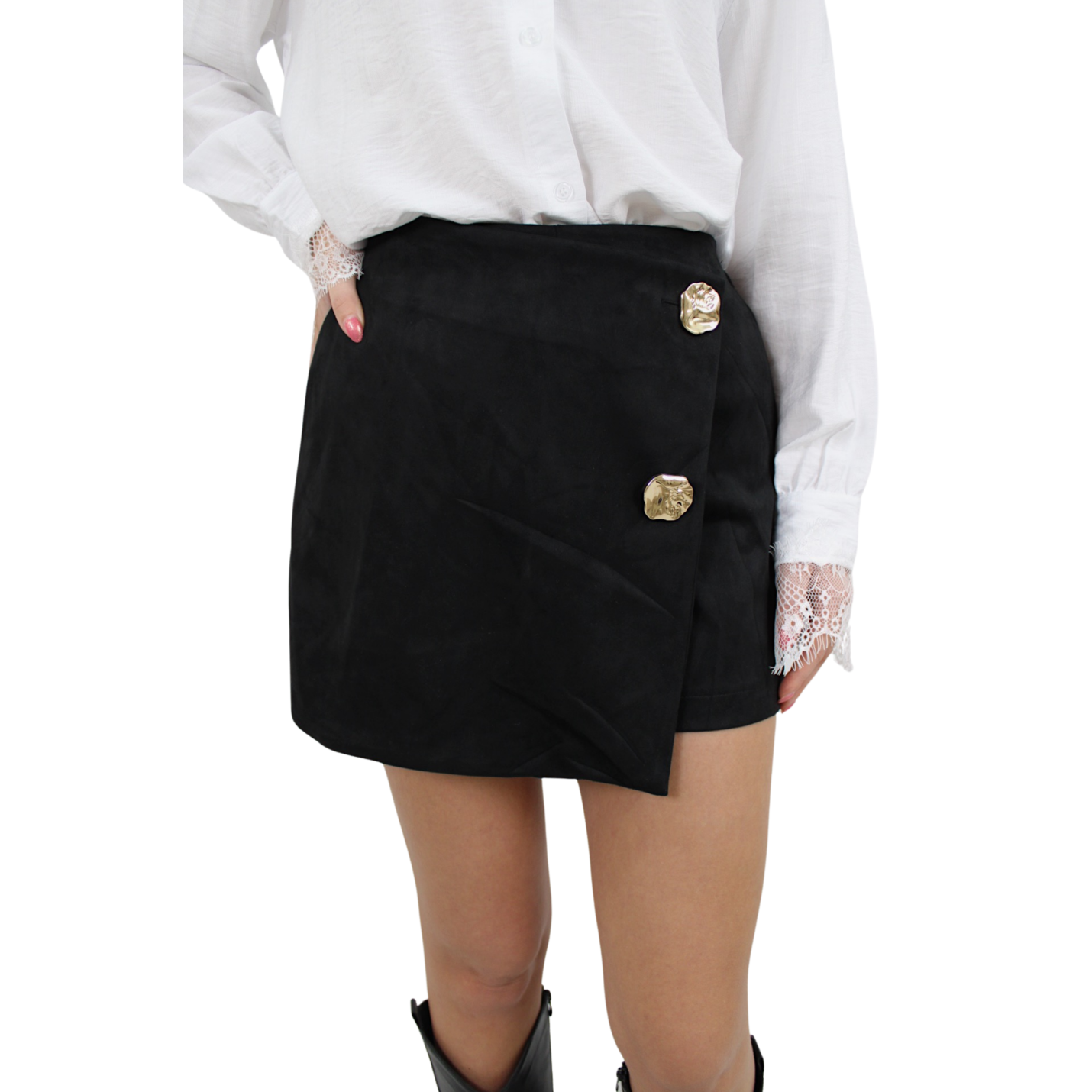 NORA SUEDE SKORT | BLACK - S/M