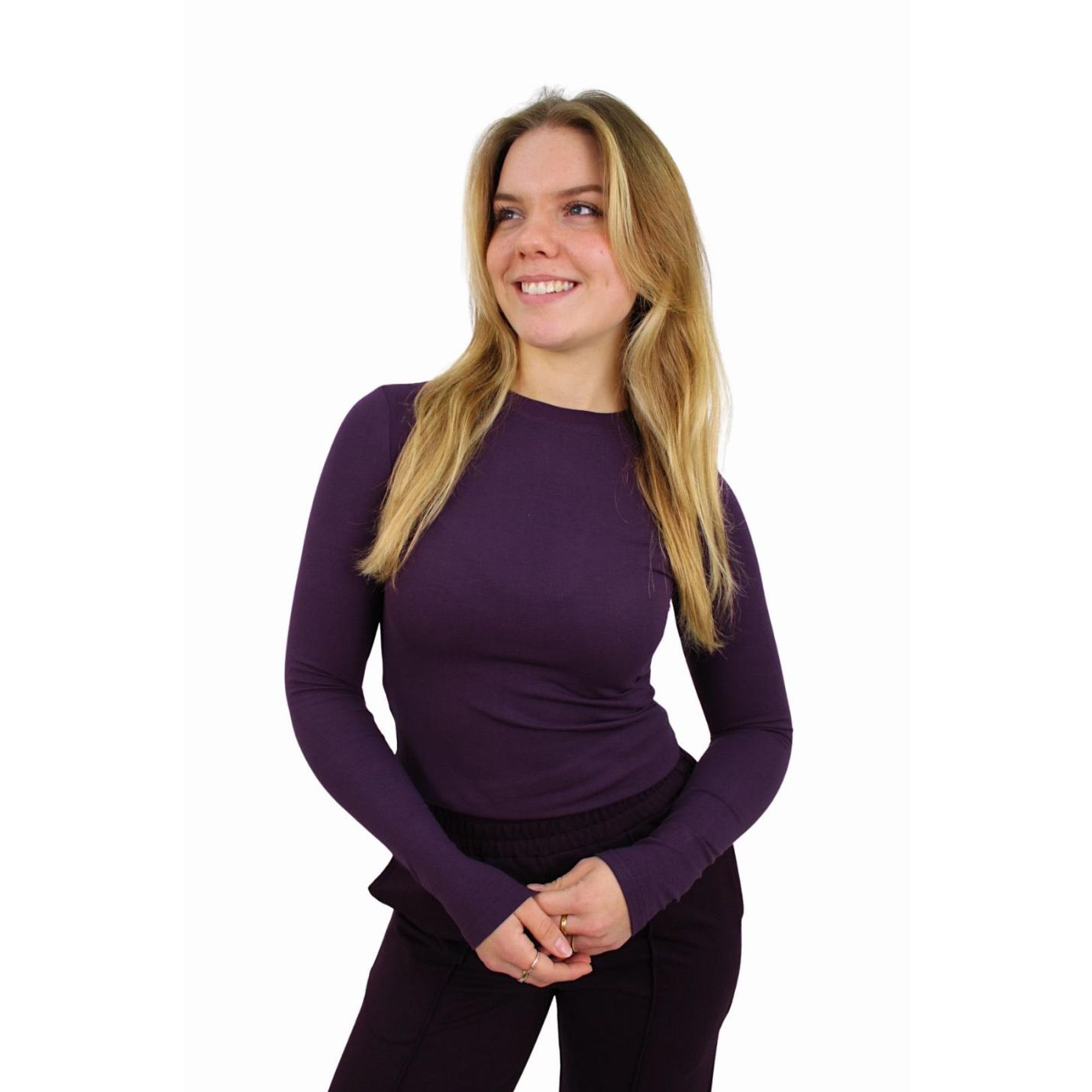 BY SWAN BASIC LONG SLEEVE TOP | AUBERGINE - S; Afbeelding: 3