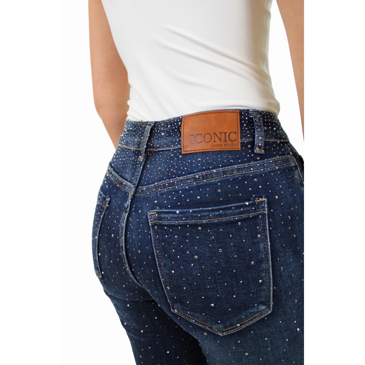 ICONIC GLITTER WIDE LEG JEANS | DARK BLUE - 32/XXS; Afbeelding: 4