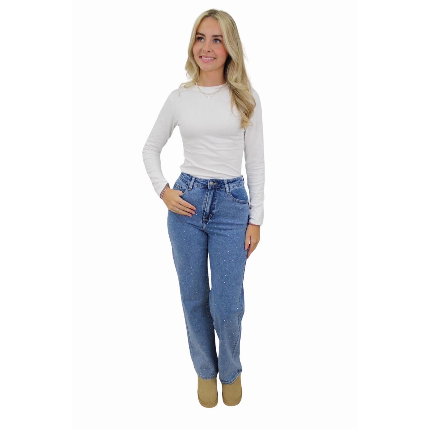 REDIAL GLITTER STRAIGHT LEG JEANS RD9100-1 | BLUE - 34(XS); Afbeelding: 2