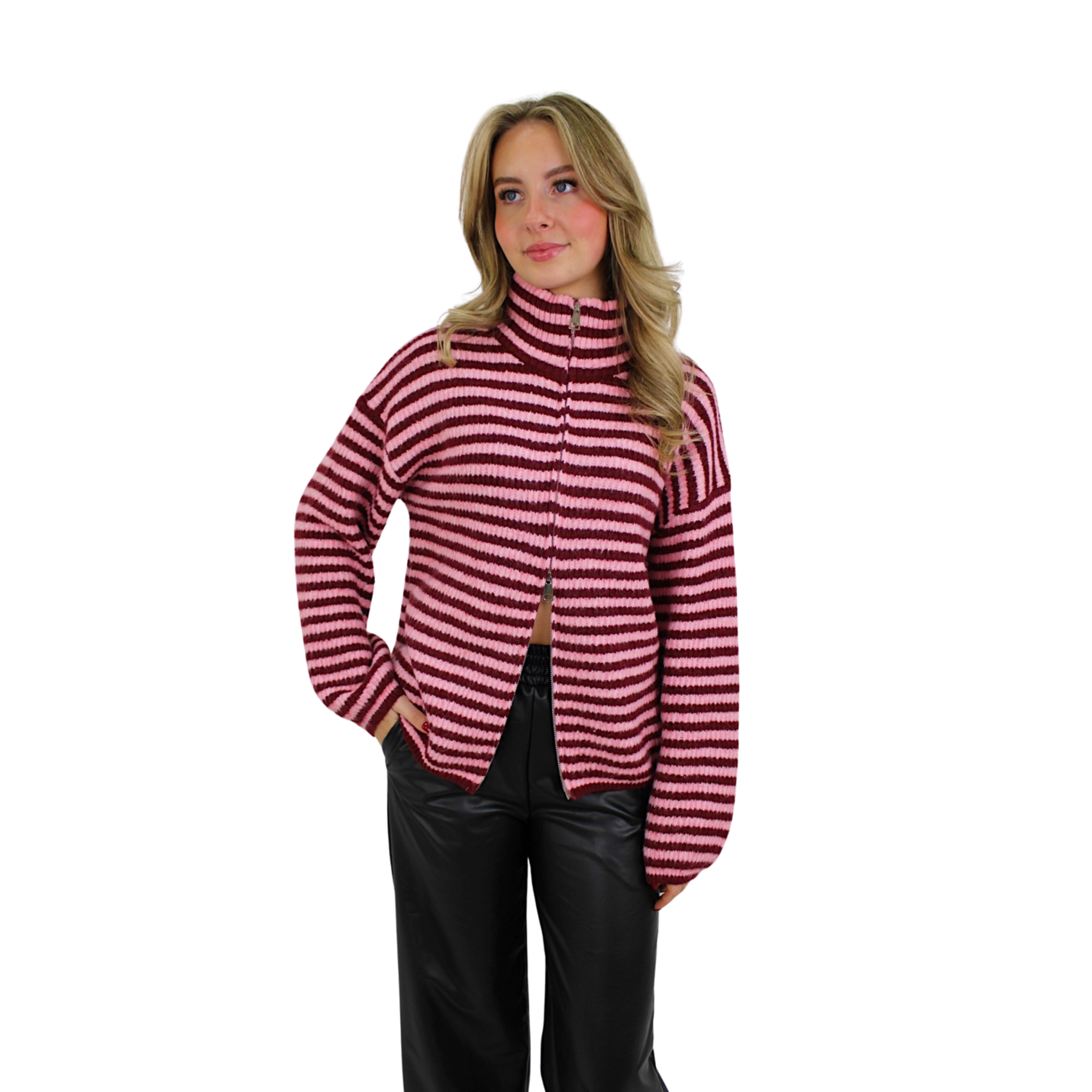 (PRE-ORDER VRIJ 16 JAN) LIV STRIPED ZIPPER | PINK/RED