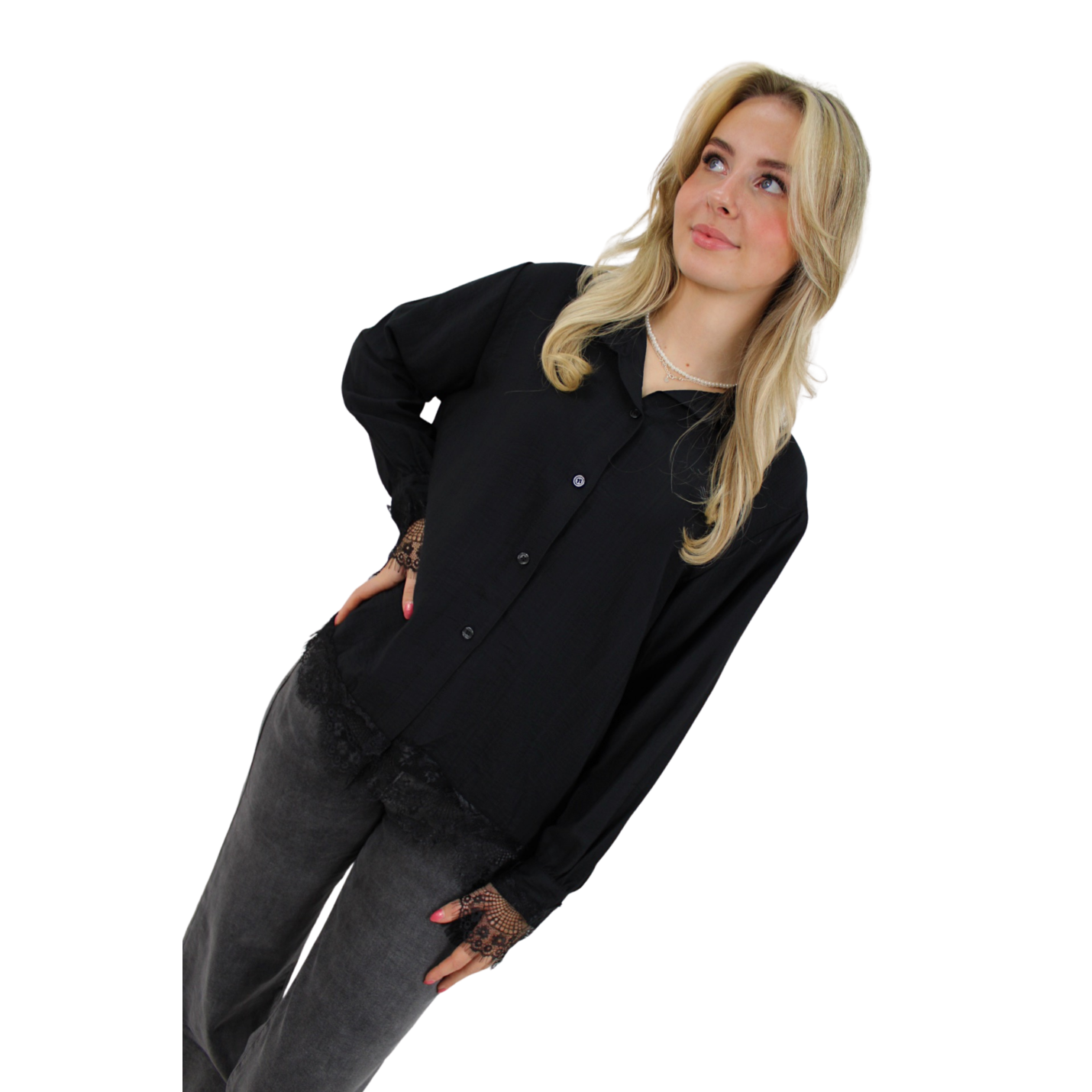 CUTE LACE BLOUSE | BLACK; Afbeelding: 3