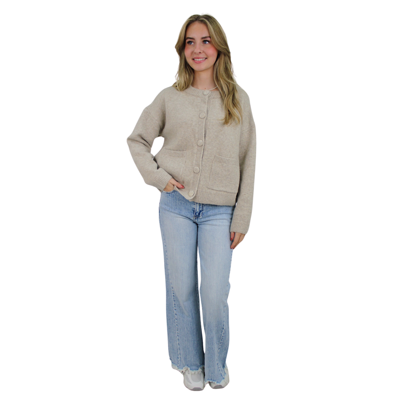 LUNA SOFT CARDIGAN | LIGHT TAUPE - S/M; Afbeelding: 2