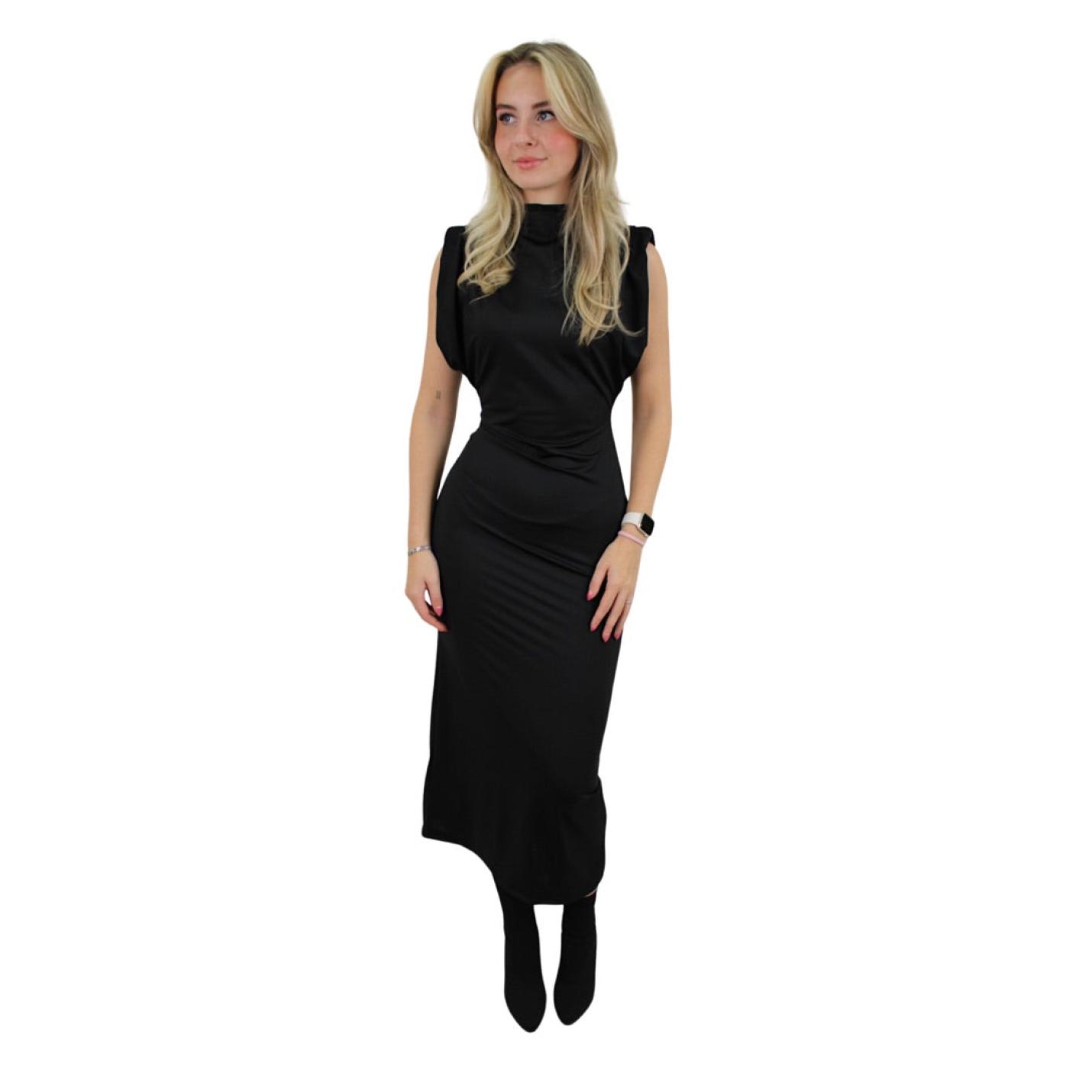 CLASSY LONG BASIC DRESS | ZWART