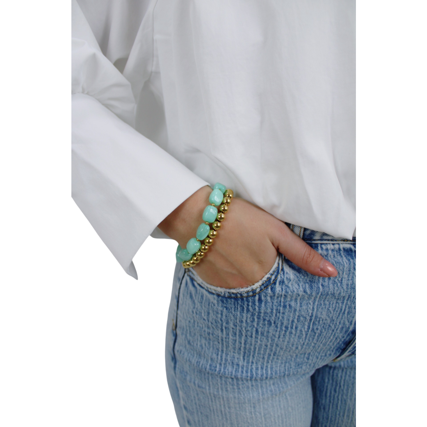 STONE BRACELET SET | GREEN