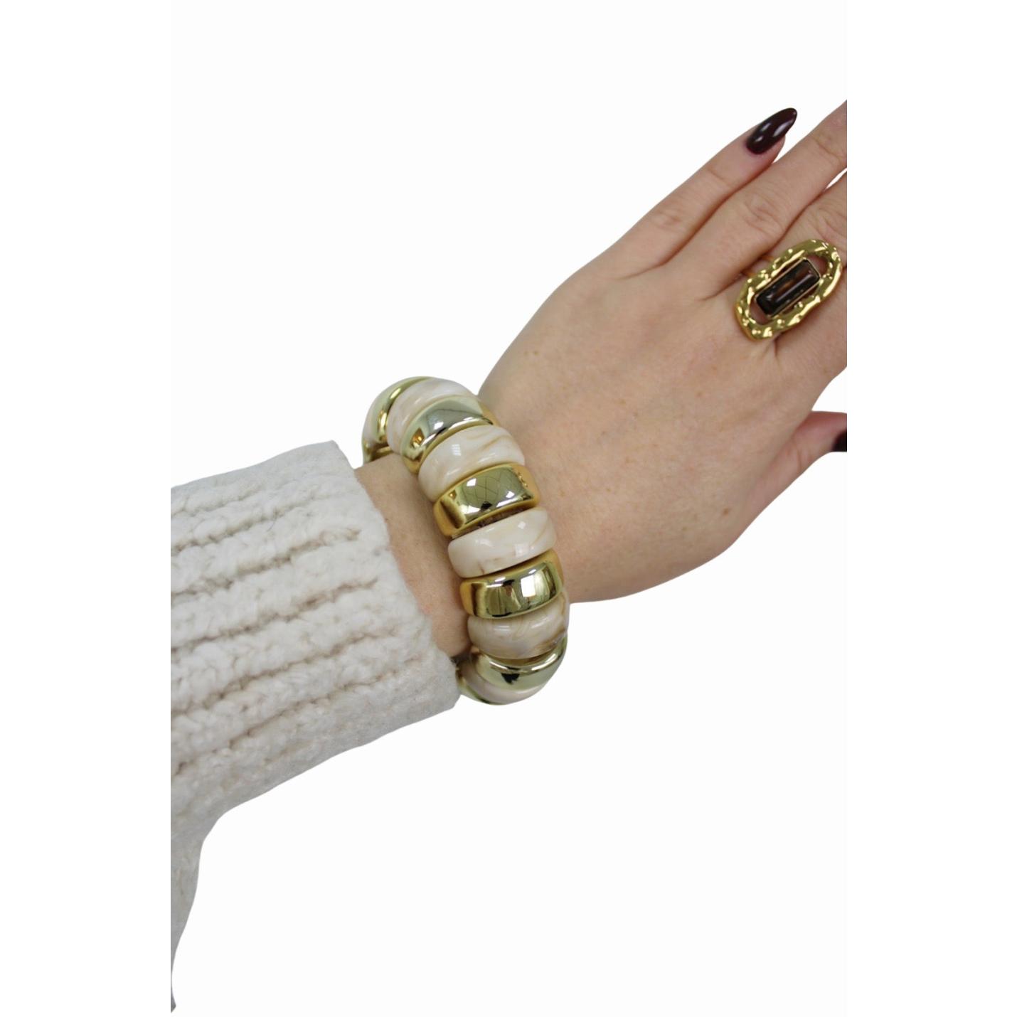 ELASTIC STONE BRACELET | BEIGE