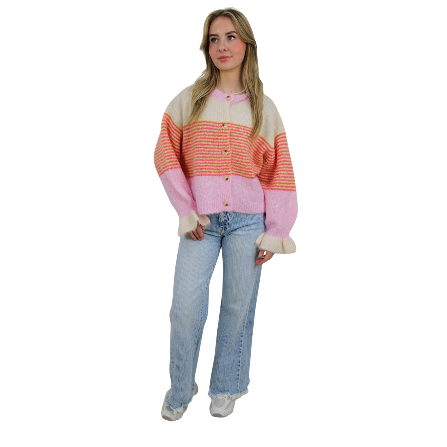 HOLLY CUTE CARDIGAN | MULTI PINK - S/M; Afbeelding: 2