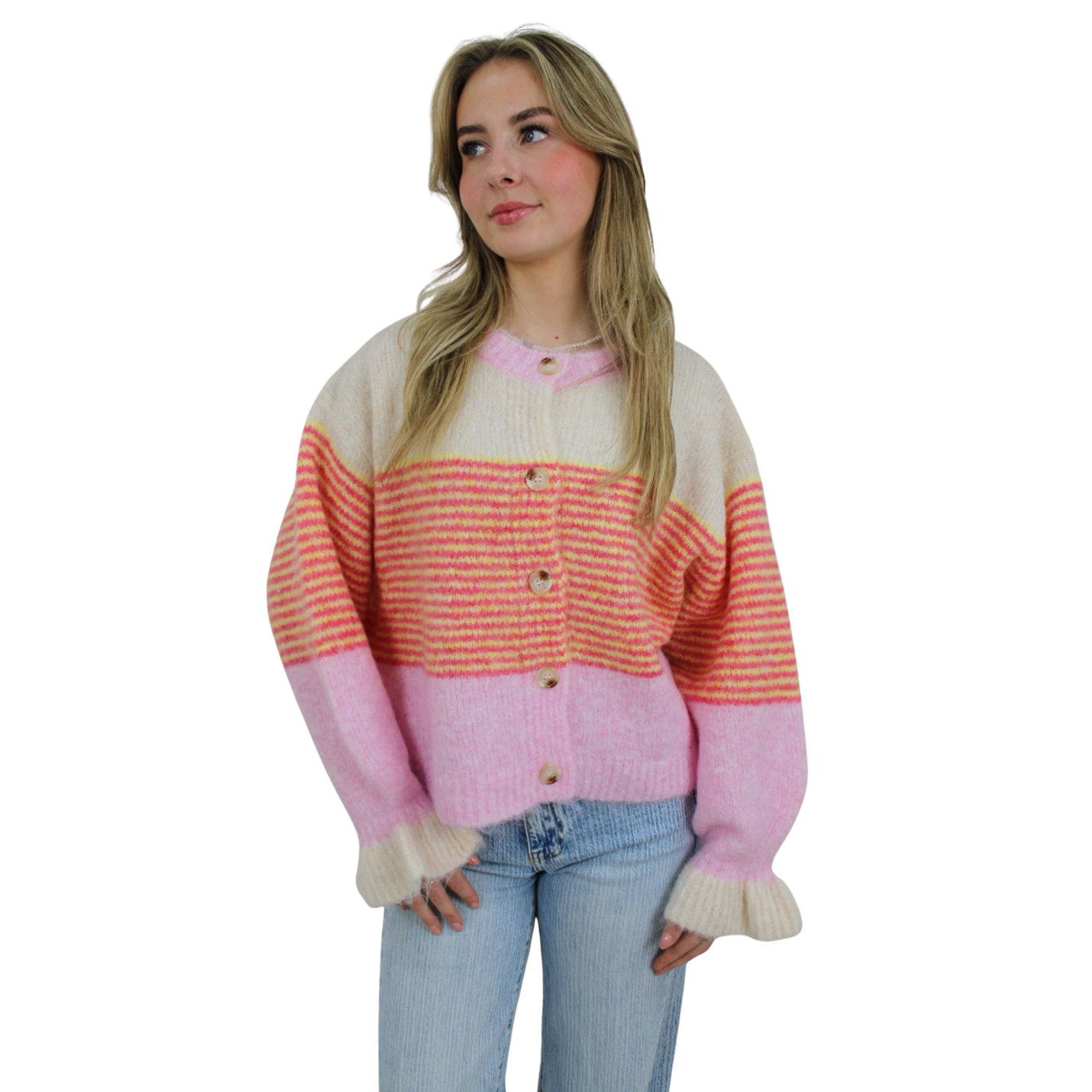 HOLLY CUTE CARDIGAN | MULTI PINK - S/M; Afbeelding: 3