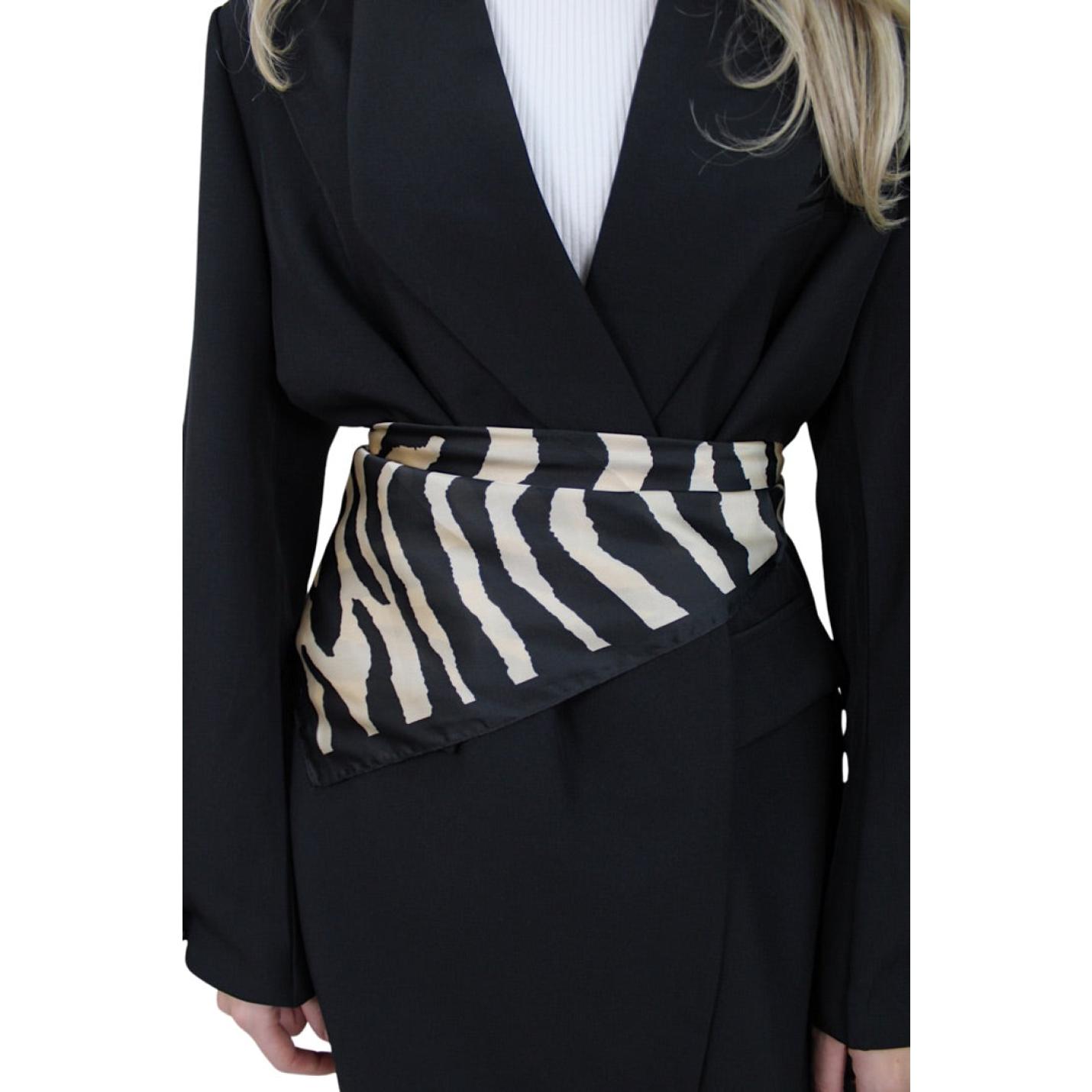 SATIN SCARF ZEBRA | BLACK