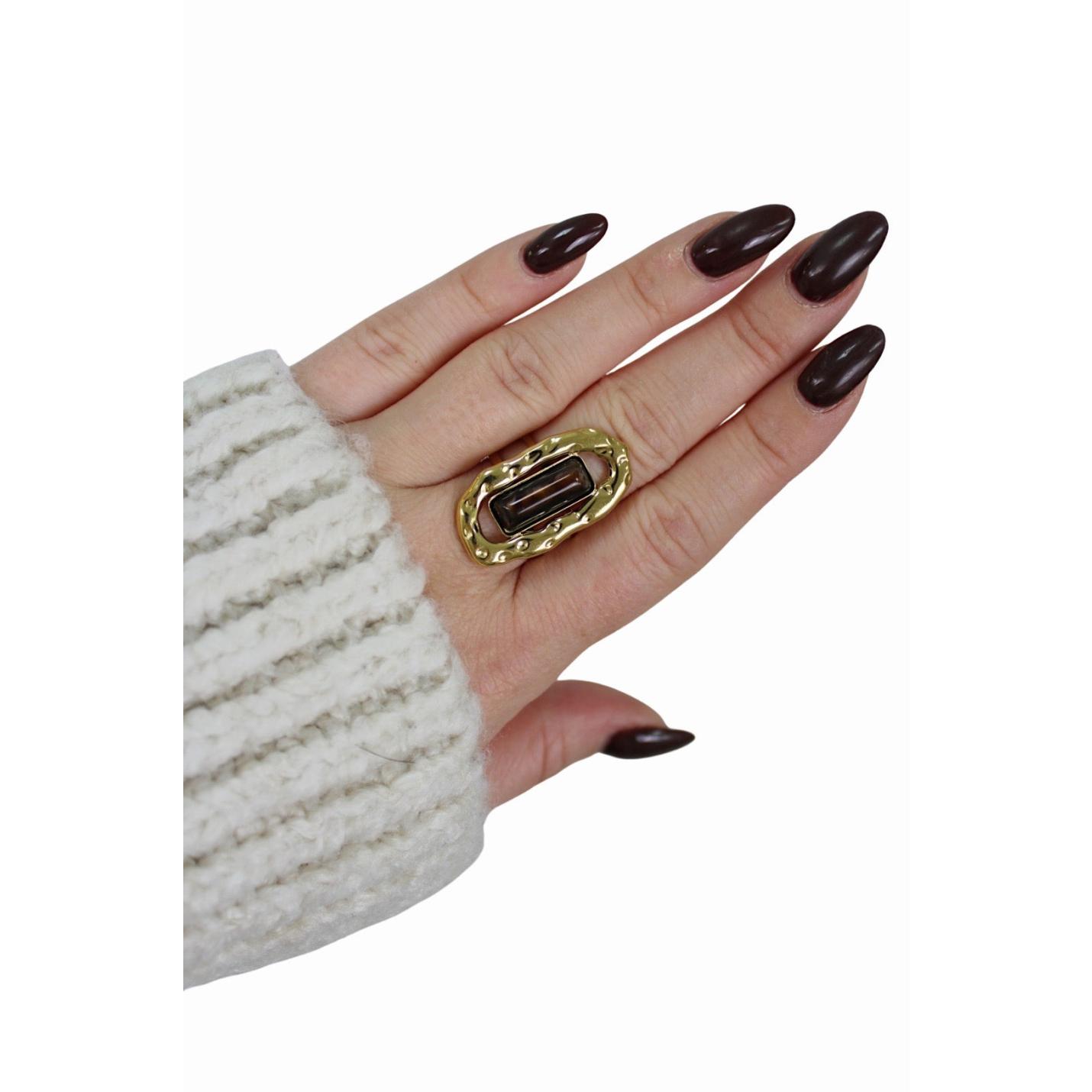 STONE STATEMENT RING | GOLD