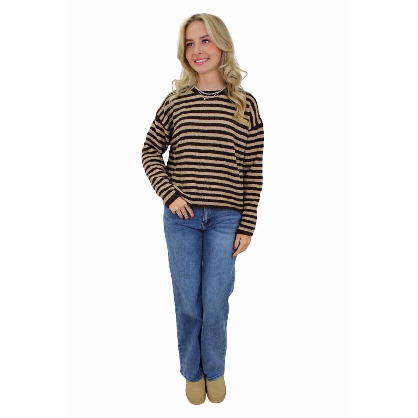 AMAYA SOFT STRIPED KNIT | CAMEL/BROWN; Afbeelding: 2