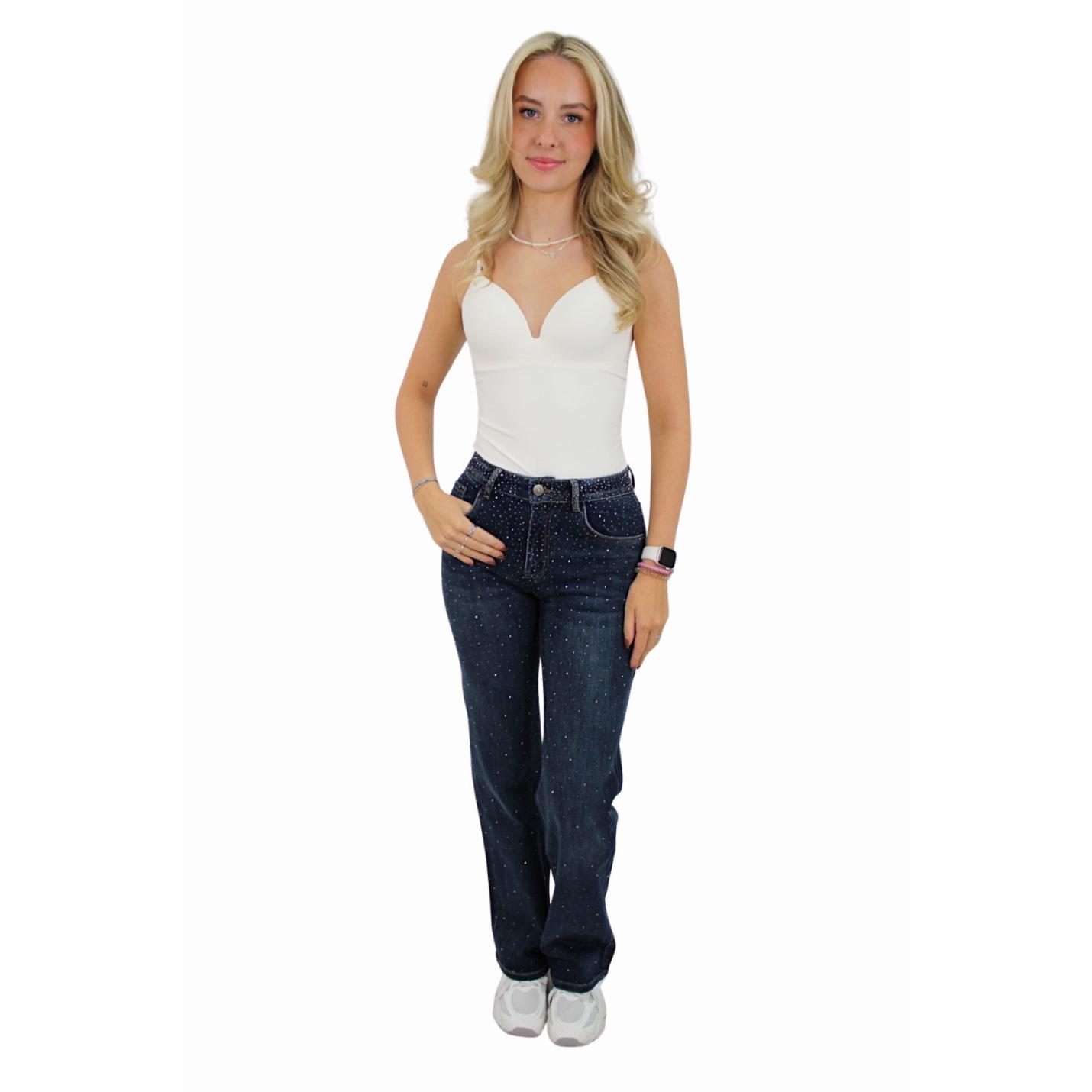 ICONIC GLITTER WIDE LEG JEANS | DARK BLUE - 32/XXS; Afbeelding: 2