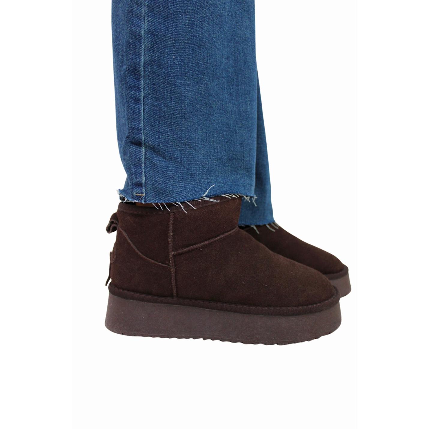 LEATHER COSY BOOTS | BROWN - 36