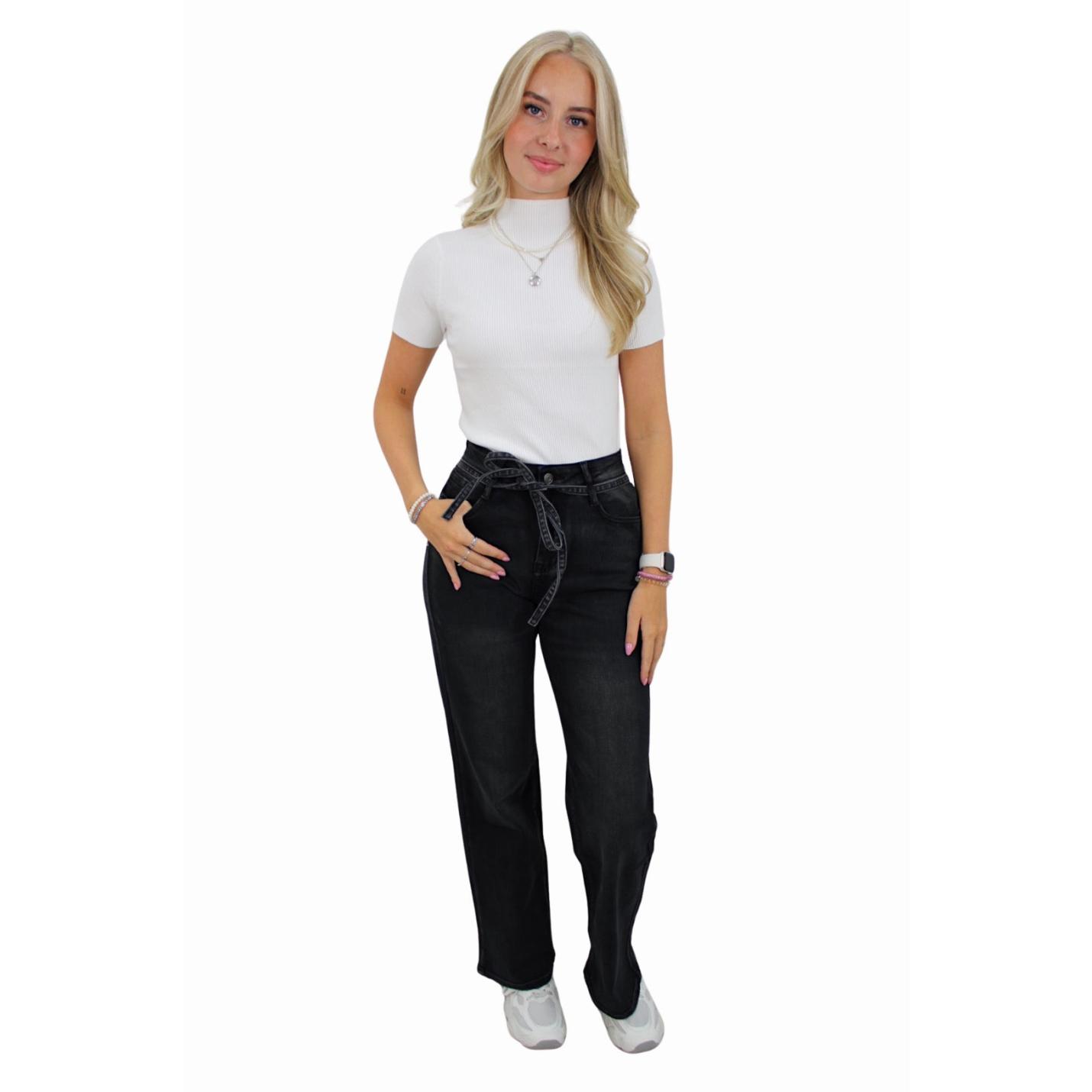 LAULIA BELT STRAIGHT LEG JEANS | BLACK - 34/XS; Afbeelding: 2