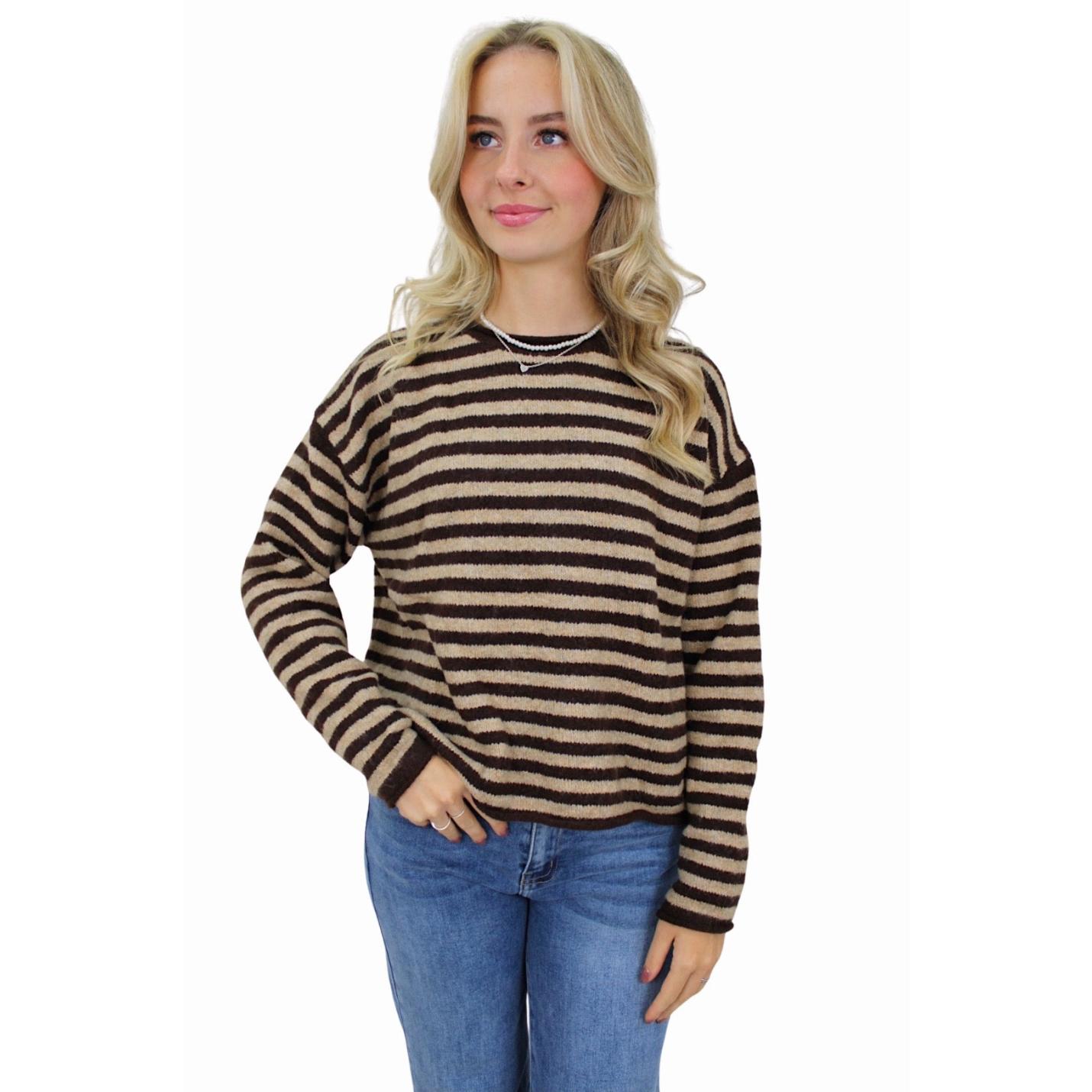 AMAYA SOFT STRIPED KNIT | CAMEL/BROWN; Afbeelding: 4
