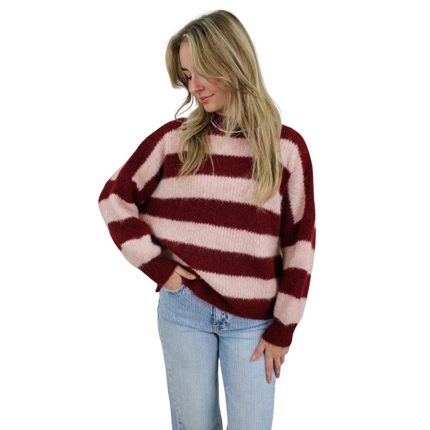 KADY SOFT STRIPED KNIT | RED/BABYPINK