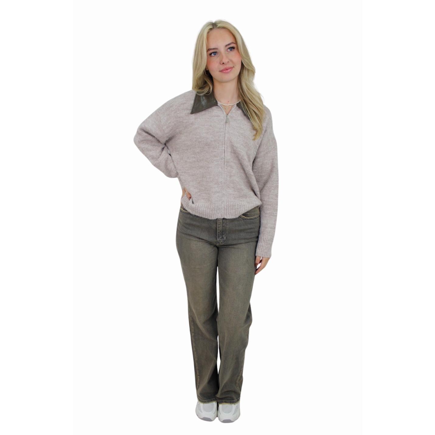 MACY ZIP CARDIGAN | LIGHT TAUPE; Afbeelding: 2