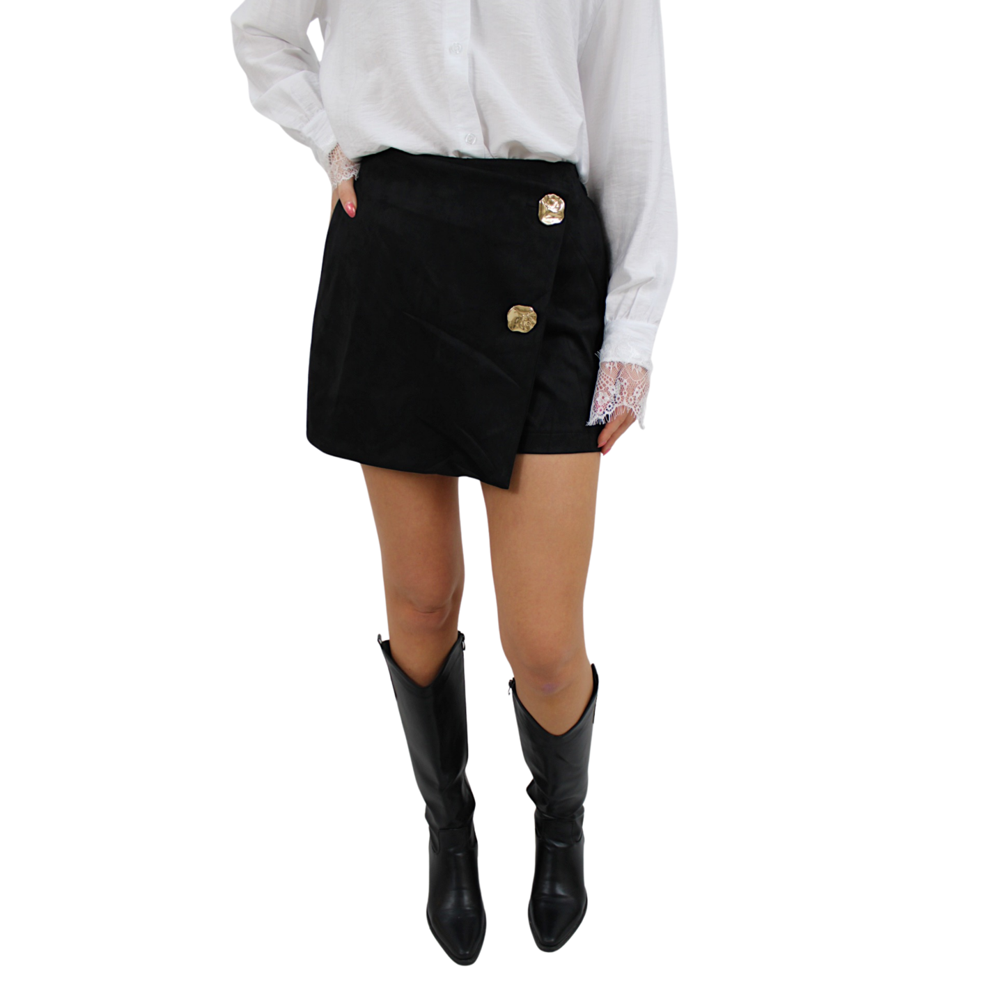NORA SUEDE SKORT | BLACK - S/M; Afbeelding: 4
