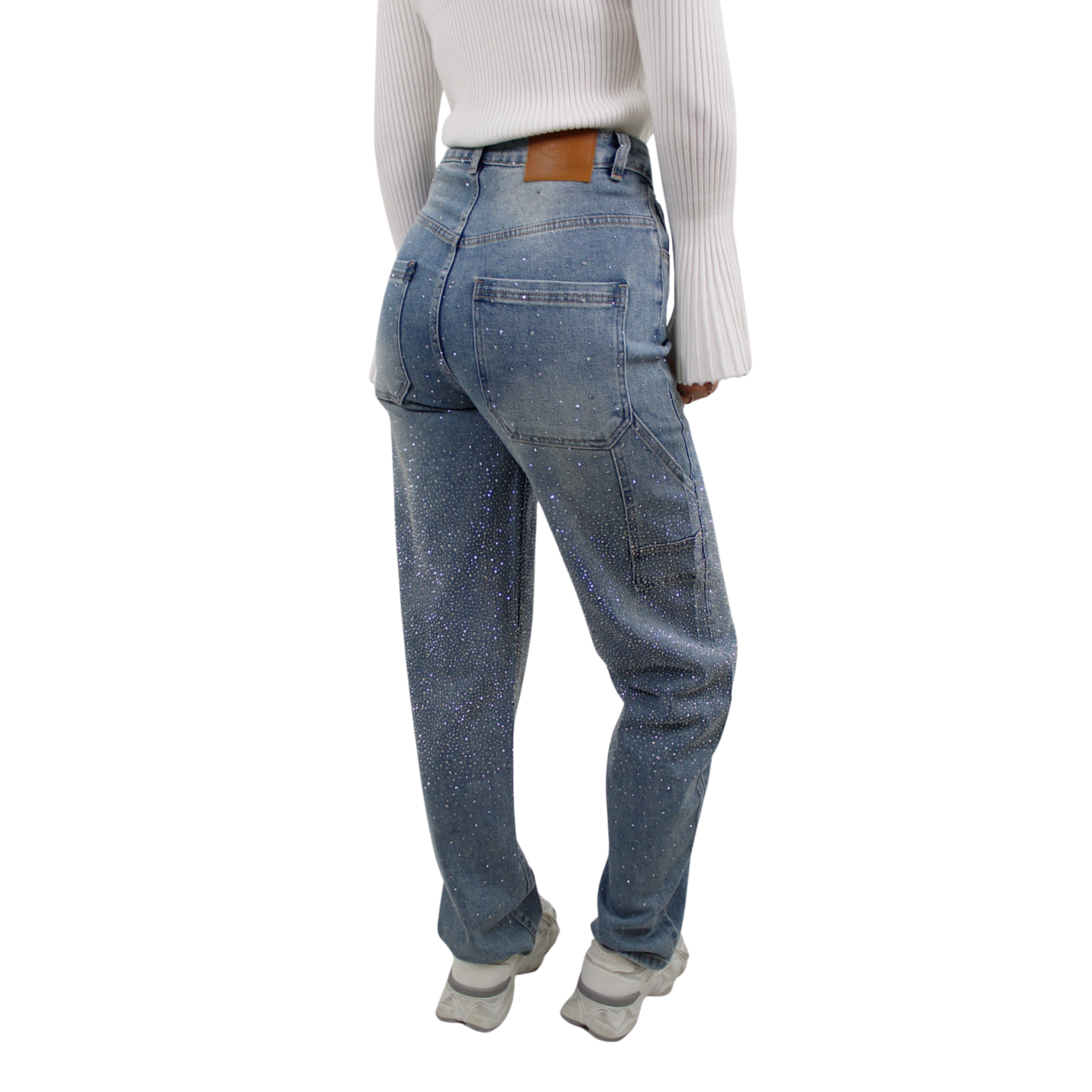 GLITTER BALLOON STRAIGHT LEG JEANS T72 | BLUE - 38/M; Afbeelding: 5