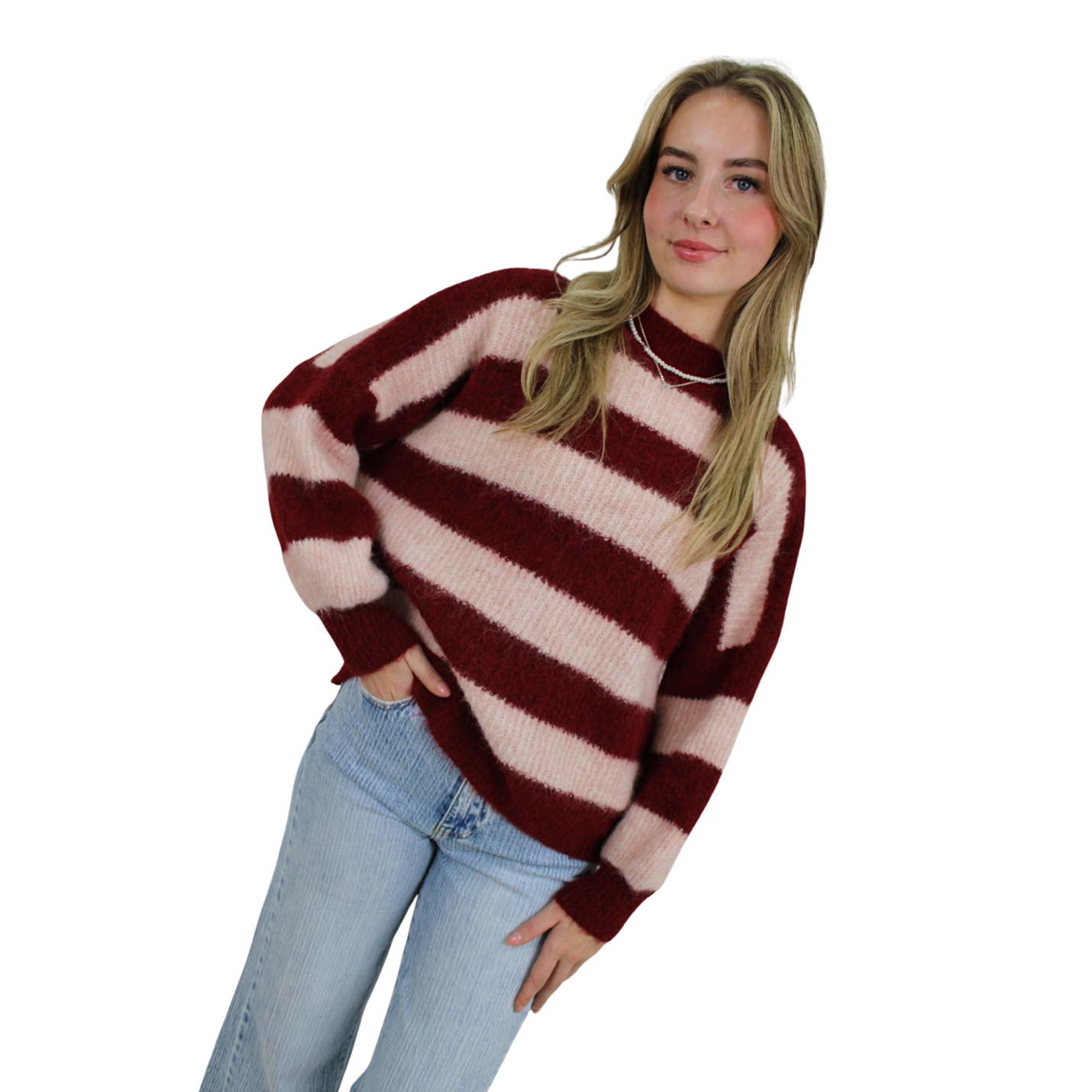 KADY SOFT STRIPED KNIT | RED/BABYPINK; Afbeelding: 2