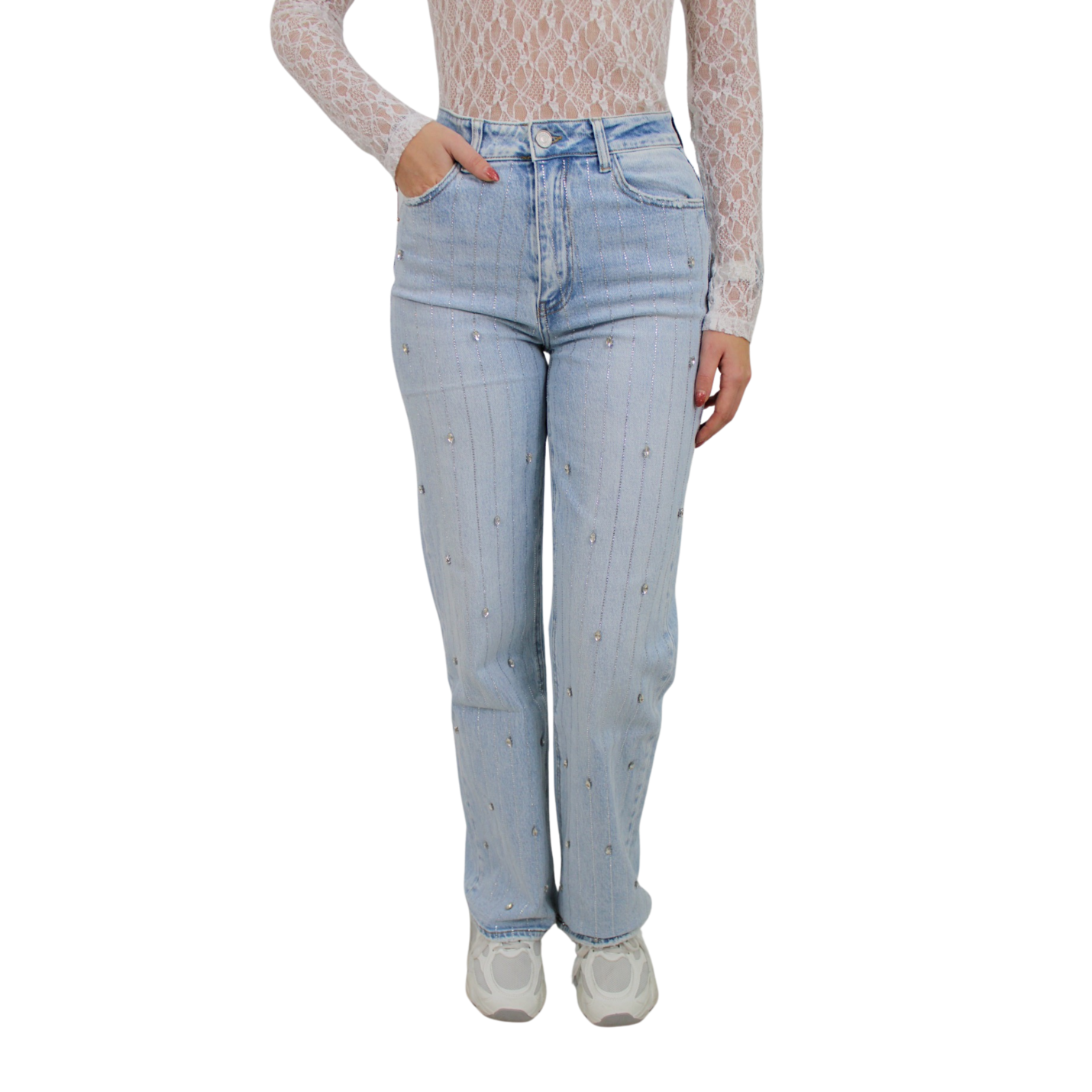 QUEEN HEARTS RHINESTONE WIDE LEG JEANS | W3708 - 34/XS; Afbeelding: 5