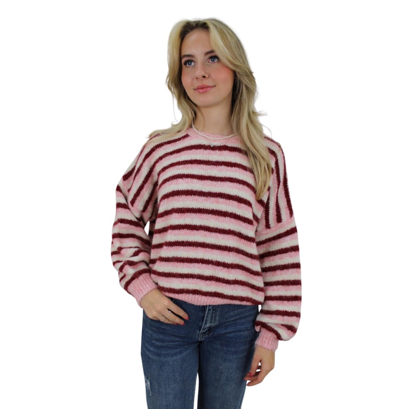 STRIPED COMFY KNIT | BABY PINK; Afbeelding: 3
