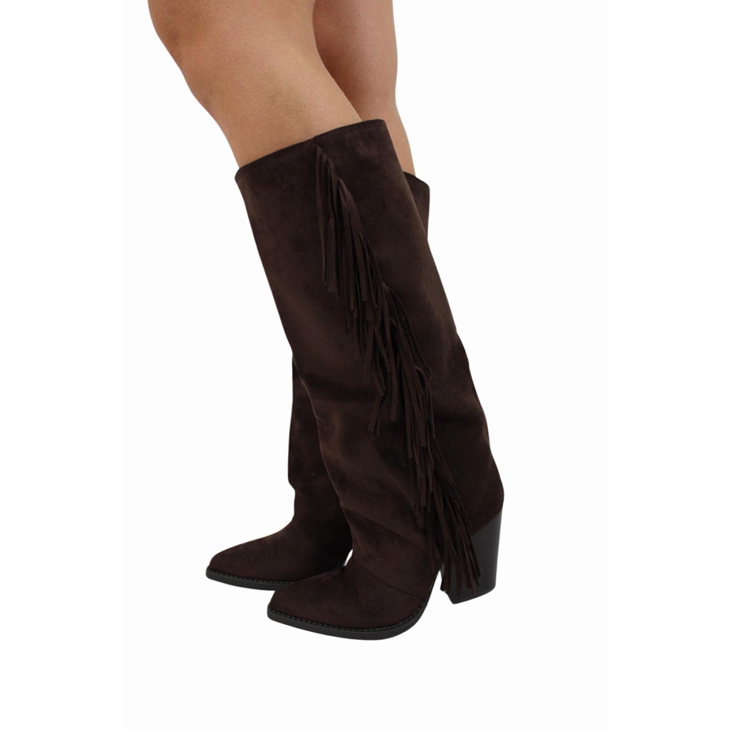 SUEDE FRANJE COWBOYBOOTS | BROWN - 36; Afbeelding: 2