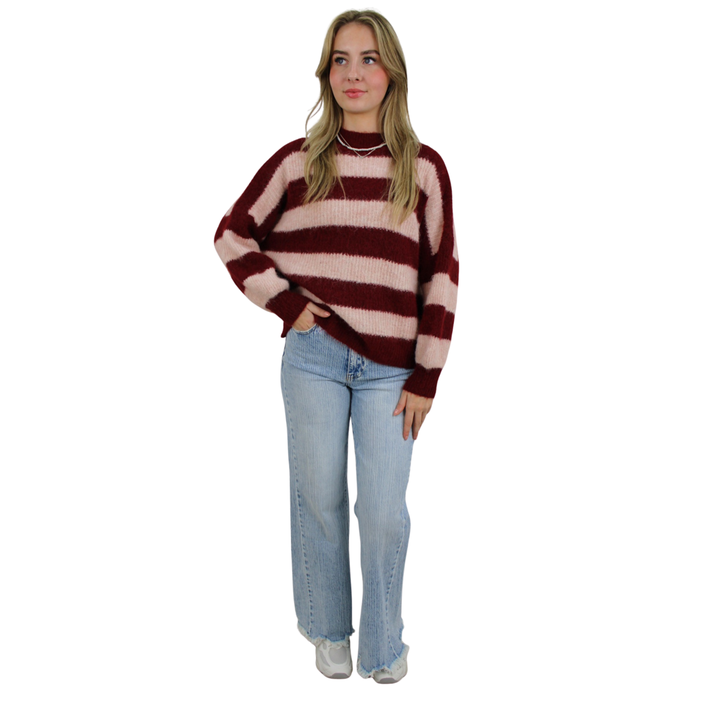 KADY SOFT STRIPED KNIT | RED/BABYPINK; Afbeelding: 3