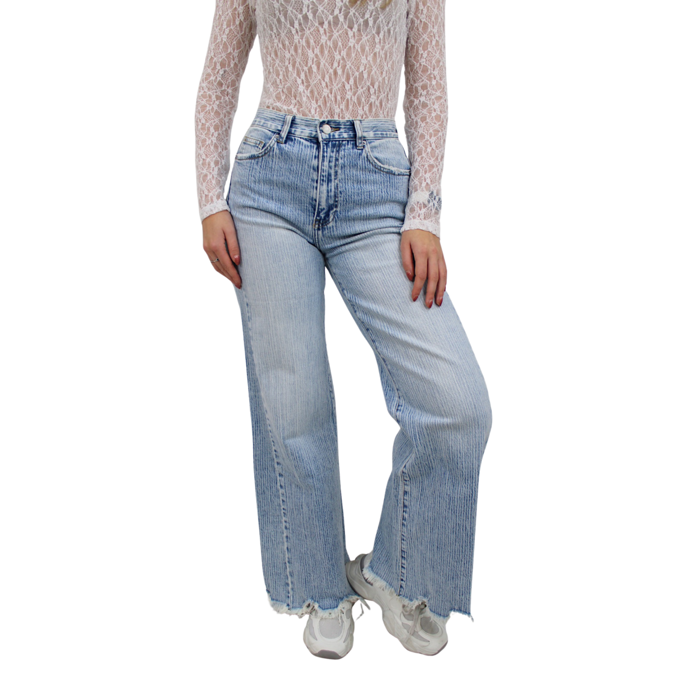 QUEEN HEARTS STRIPED WIDE LEG JEANS | W3720 - 34/XS