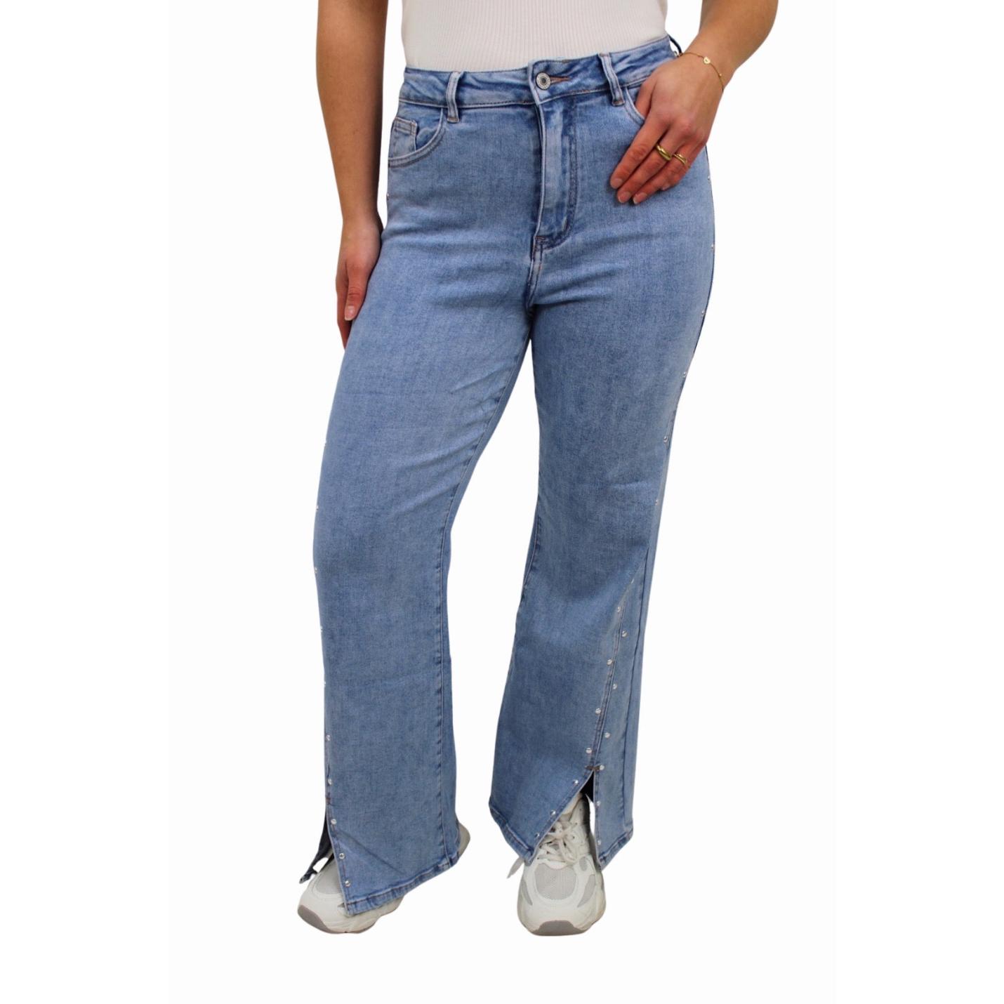 PETITE STUDS SPLIT JEANS ST6090-2 | LIGHT BLUE - 34/XS; Afbeelding: 3