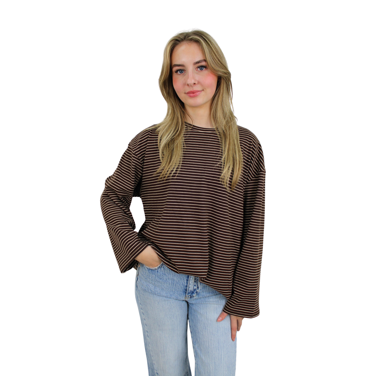 FLAIR STRIPED T-SHIRT | BROWN - S/M; Afbeelding: 3