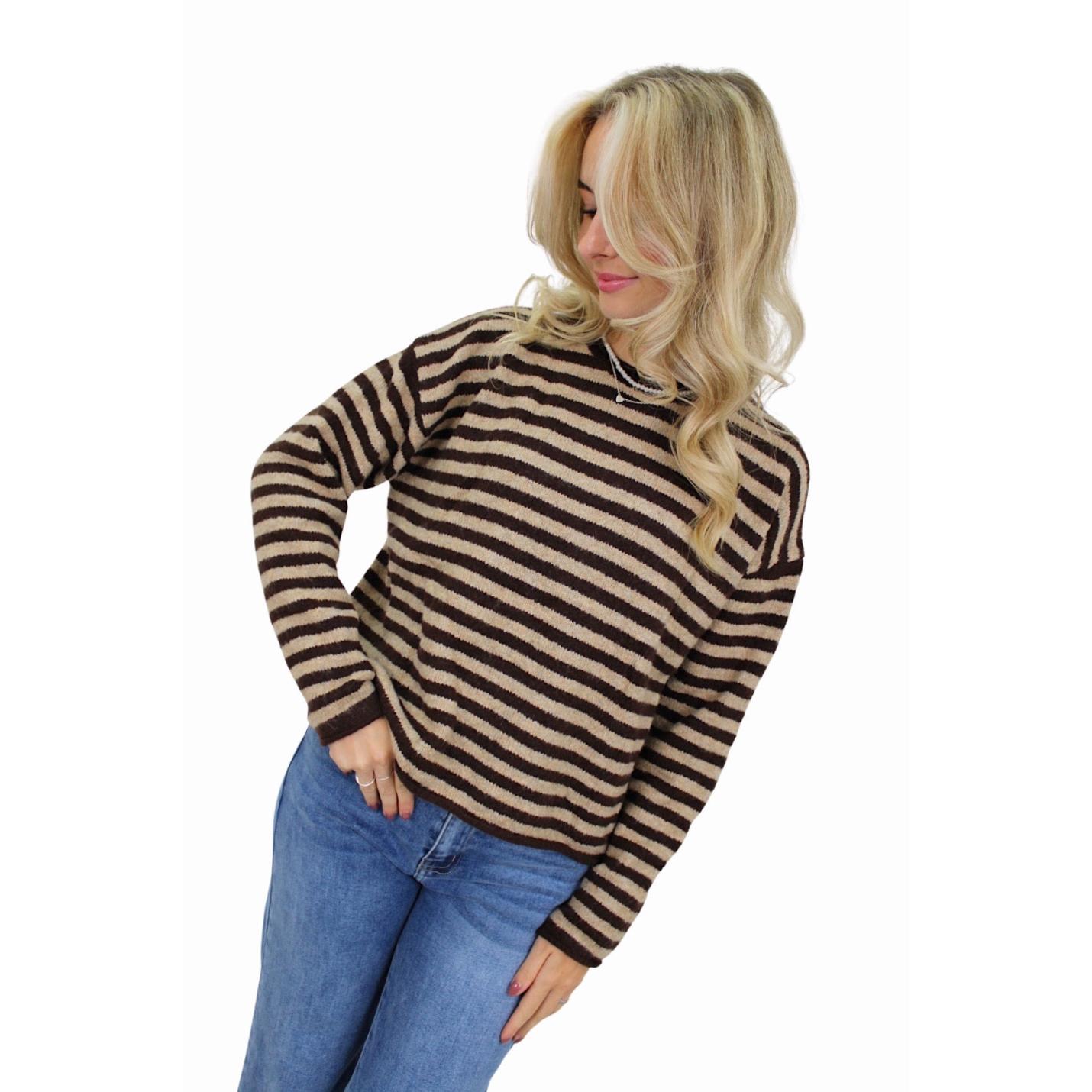 AMAYA SOFT STRIPED KNIT | CAMEL/BROWN; Afbeelding: 3