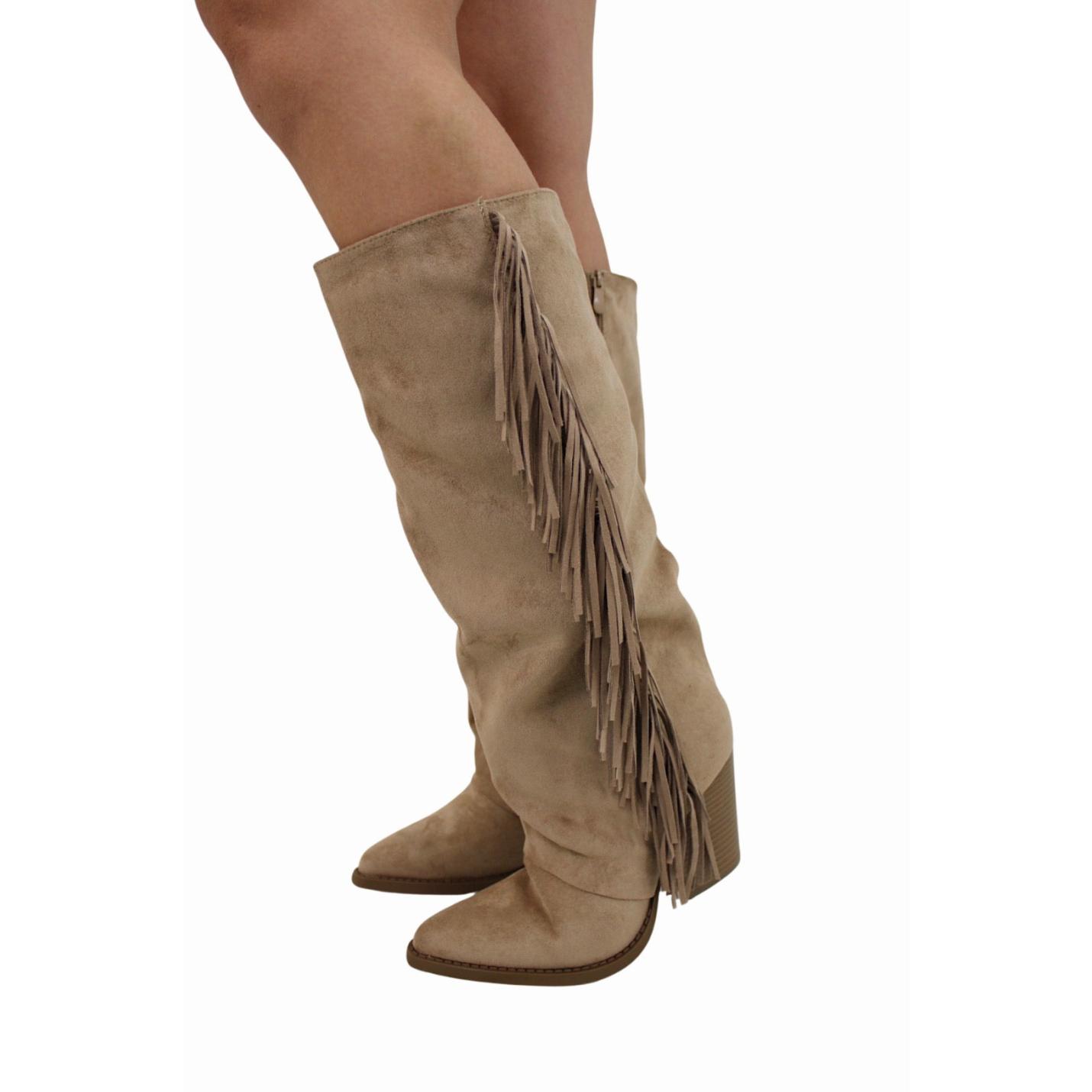 SUEDE FRANJE COWBOYBOOTS | BEIGE - 36; Afbeelding: 4