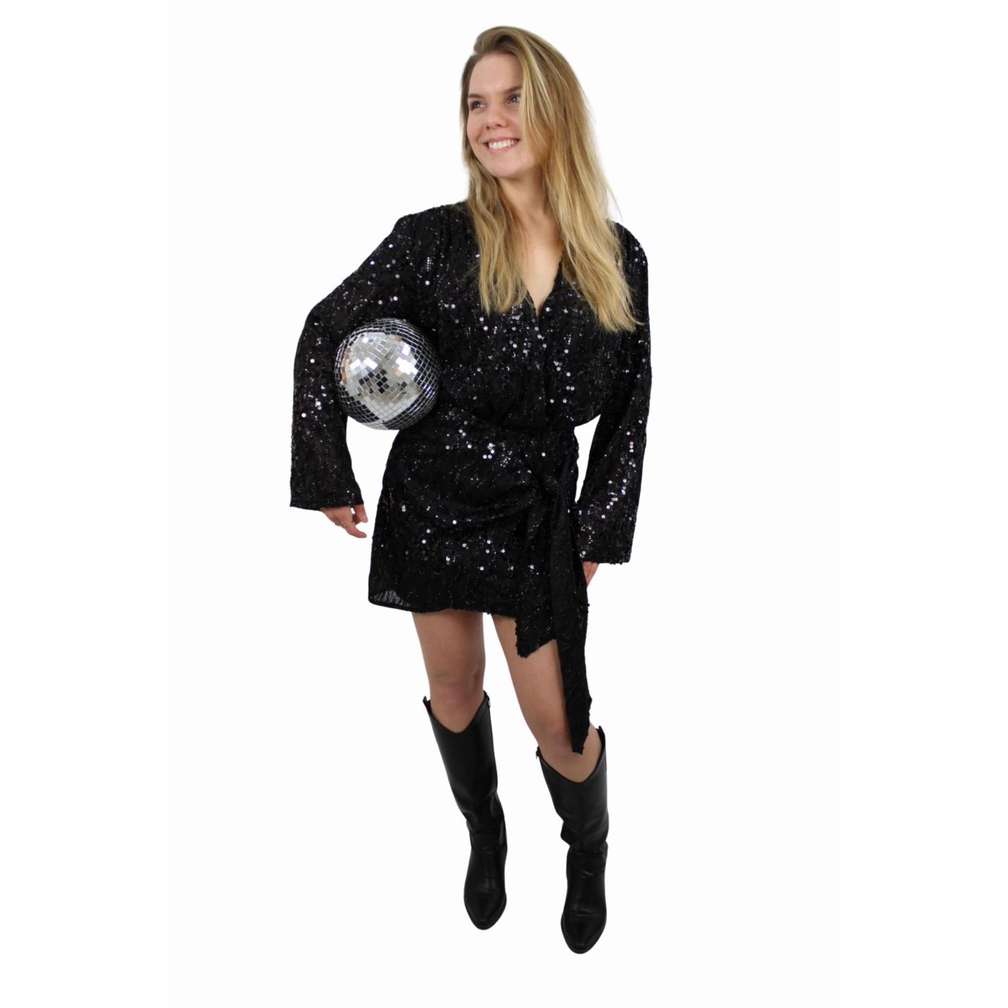 IVIVI GLITTER DRESS | BLACK - S/M; Afbeelding: 2