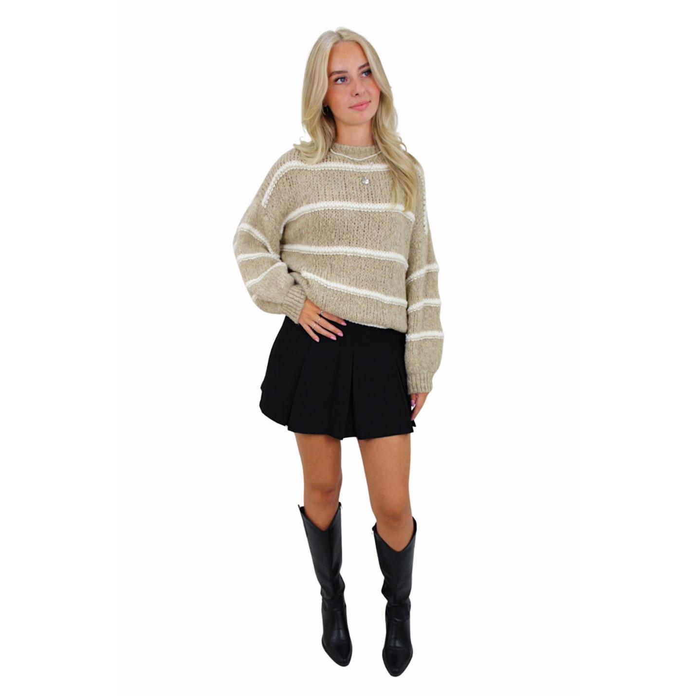 STRIPED COMFY KNIT | BEIGE; Afbeelding: 2